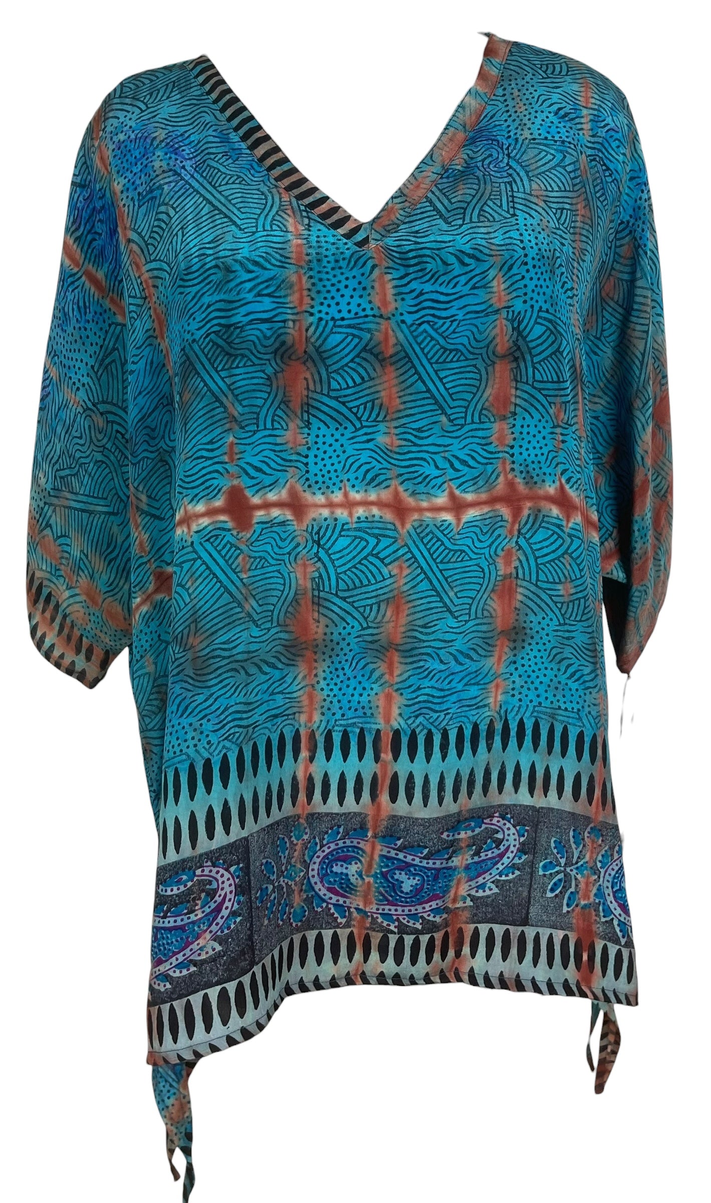PRC8451 Wabi Sabi Pure Silk Long Tunic with Side Ties