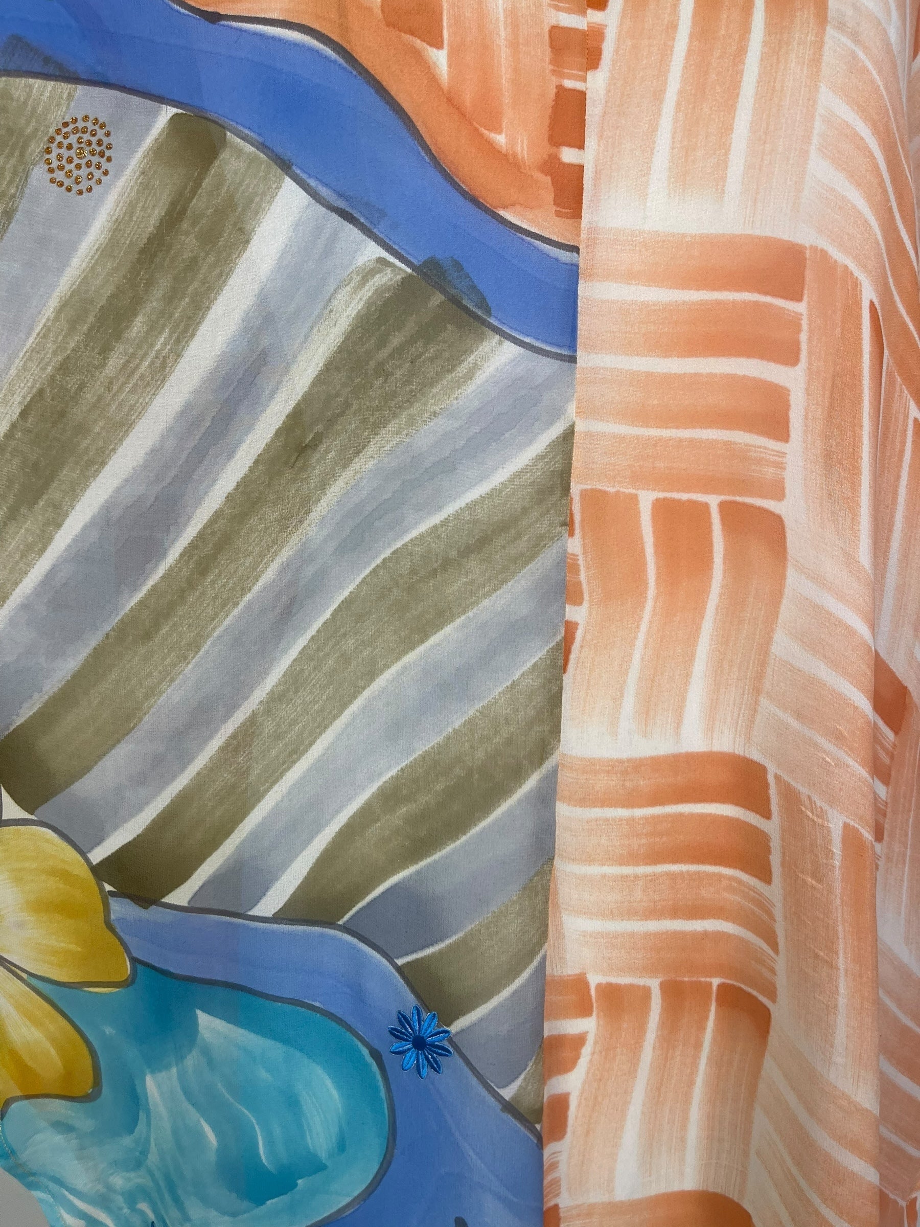 PREVIEW PRG8601 Sheer Avatar Pure Silk Waterfall Top by FEBRUARY2026 – Handmade ethical Waterfall Top from sariKNOTsari using upcycled silk. Designed in Canada for travel and slow fashion, loved from Toronto to LA to Sydney.