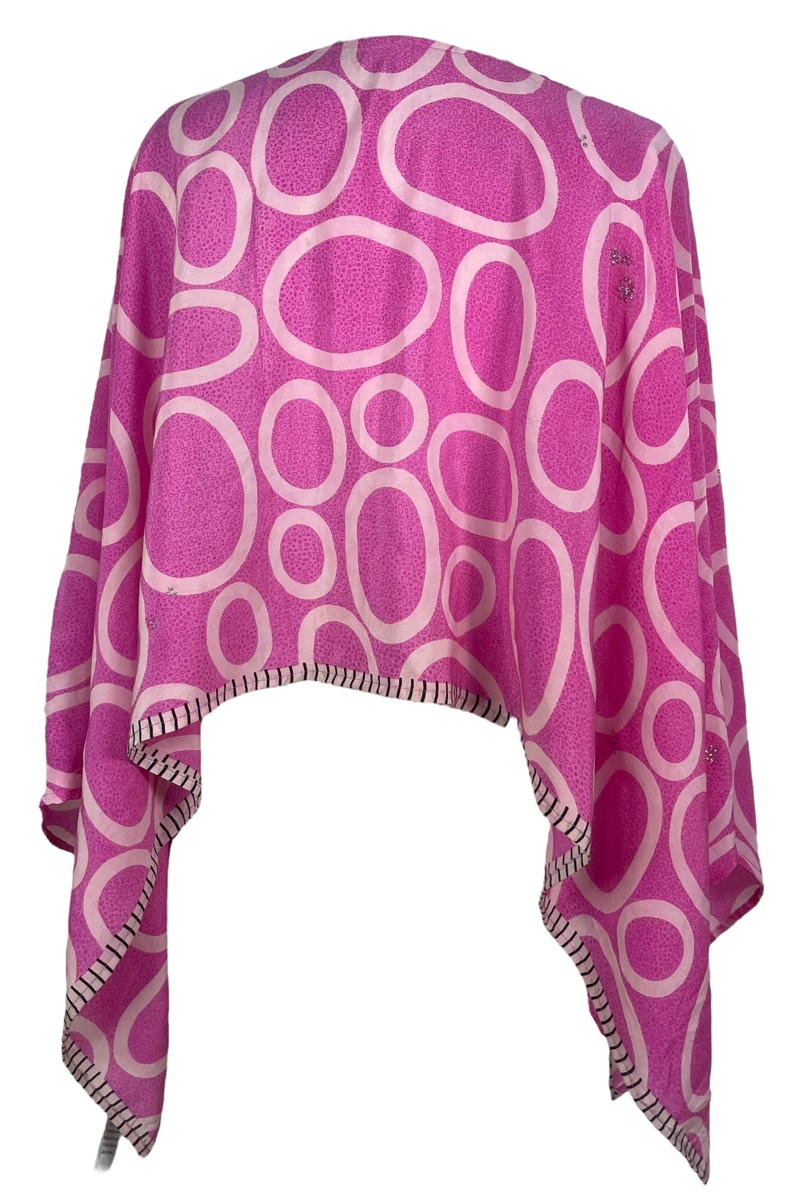 PREVIEW PRC7943 Avatar Pure Silk Capelet Poncho by DECEMBER2025 – Handmade ethical Poncho from sariKNOTsari using upcycled silk. Designed in Canada for travel and slow fashion, loved from Toronto to LA to Sydney.