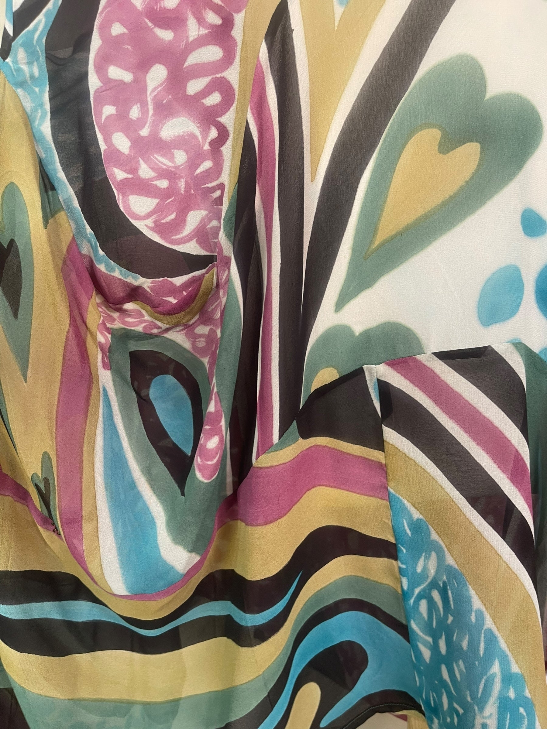 PRG8438 Sheer Avatar Pure Silk Sculptural Long Tunic Dress