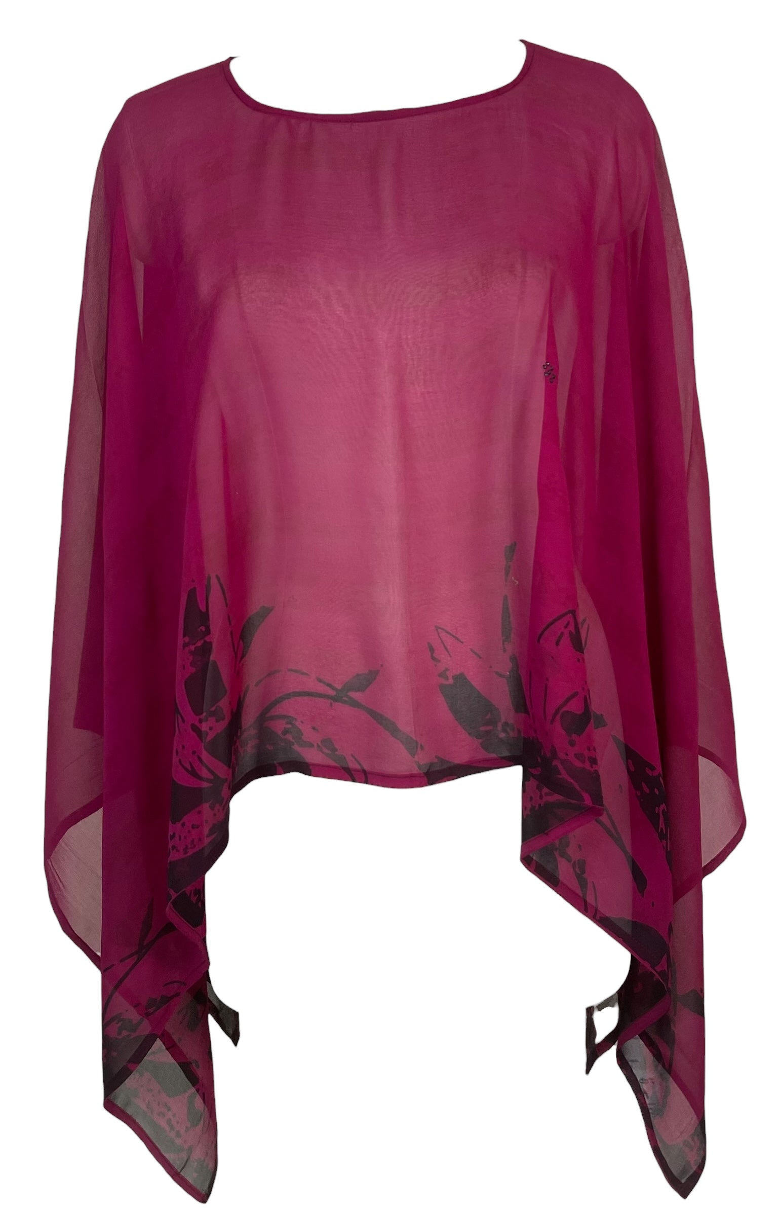 PREVIEW PRG8597 Sheer Avatar Pure Silk Capelet Poncho by FEBRUARY2026 – Handmade ethical Poncho from sariKNOTsari using upcycled silk. Designed in Canada for travel and slow fashion, loved from Toronto to LA to Sydney.
