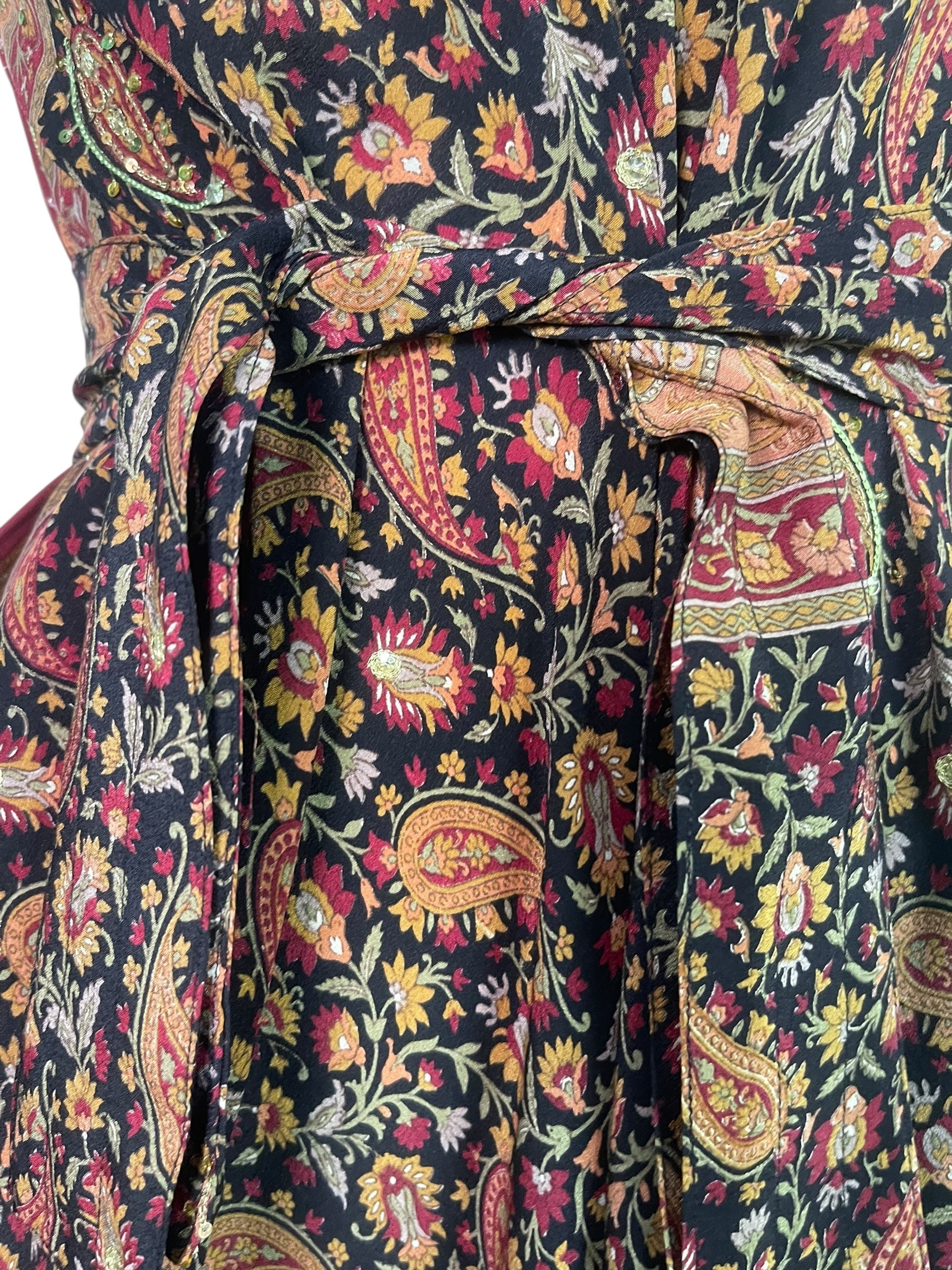 PREVIEW PRC8639 Avatar Pure Silk Maxi Dress with Belt by MARCH2026 – Handmade ethical Maxi Dress from sariKNOTsari using upcycled silk. Designed in Canada for travel and slow fashion, loved from Toronto to LA to Sydney.