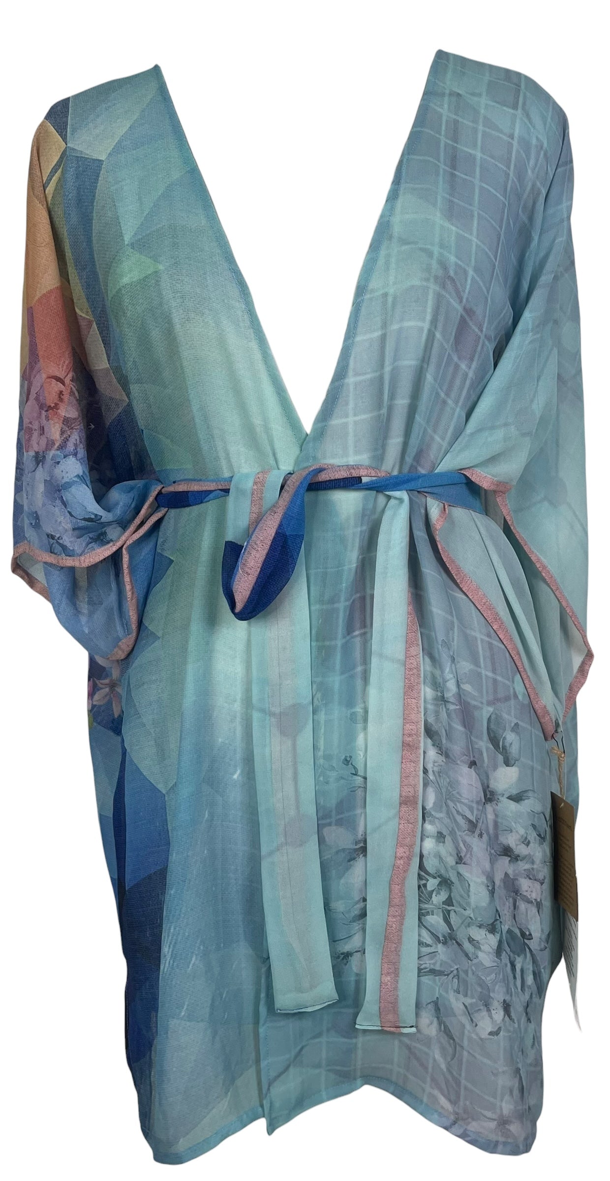 PRG8524 Sheer Wabi Sabi Pure Silk Kimono-Sleeved Jacket with Belt