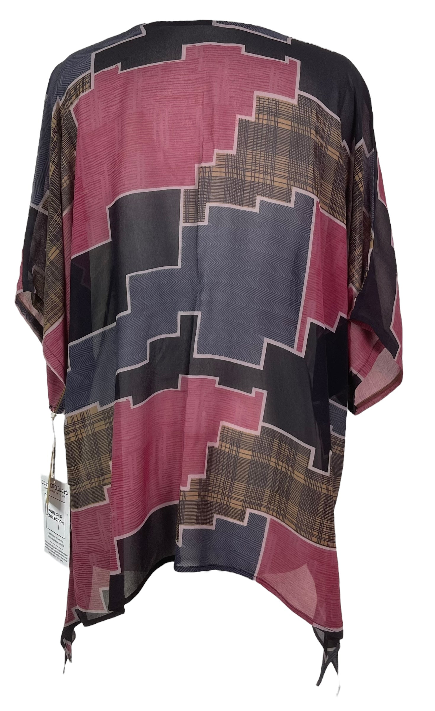 PRG7862 Sheer Wabi Sabi Pure Silk Long Tunic with Side Ties