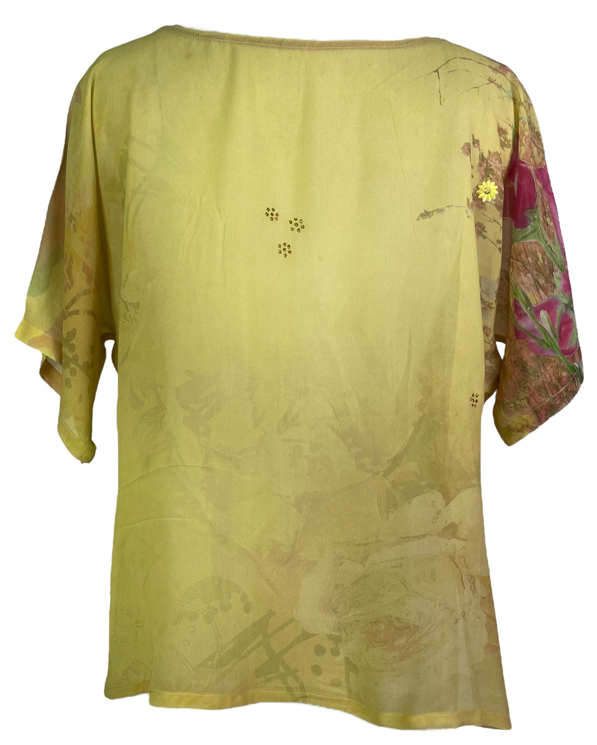 PRG8029 Sheer Avatar Pure Silk Side Slit Top