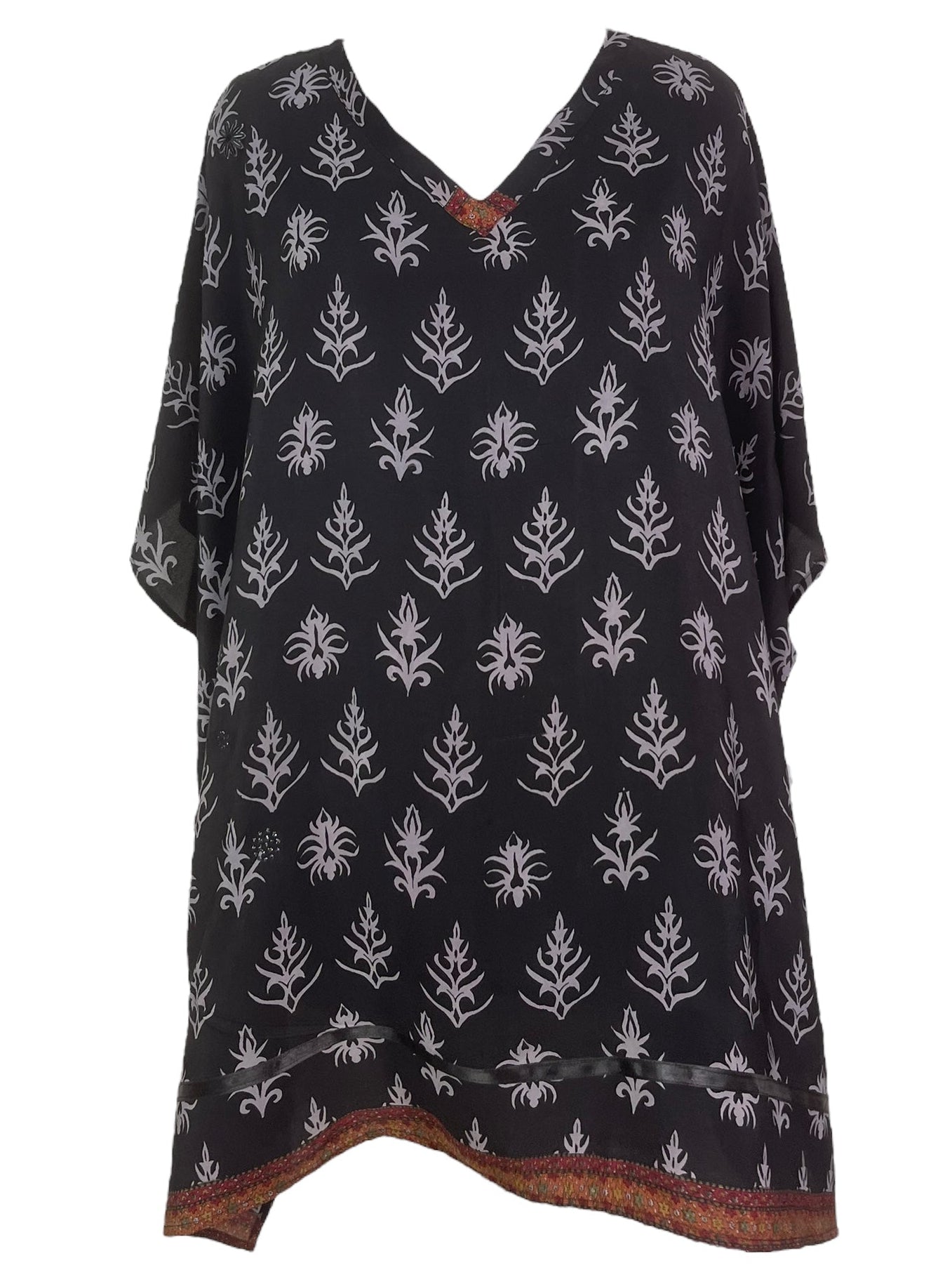 PRC8019 Avatar Pure Silk Short Kaftan Tunic with Slits