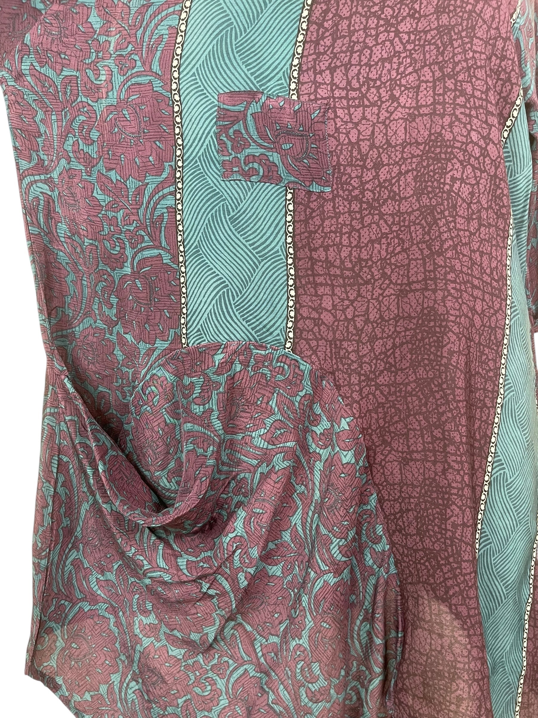 PREVIEW PRC8471 Wabi Sabi Pure Silk Self Pocket Tunic Dress by FEBRUARY2026 – Handmade ethical Self Pocket Tunic from sariKNOTsari using upcycled silk. Designed in Canada for travel and slow fashion, loved from Toronto to LA to Sydney.