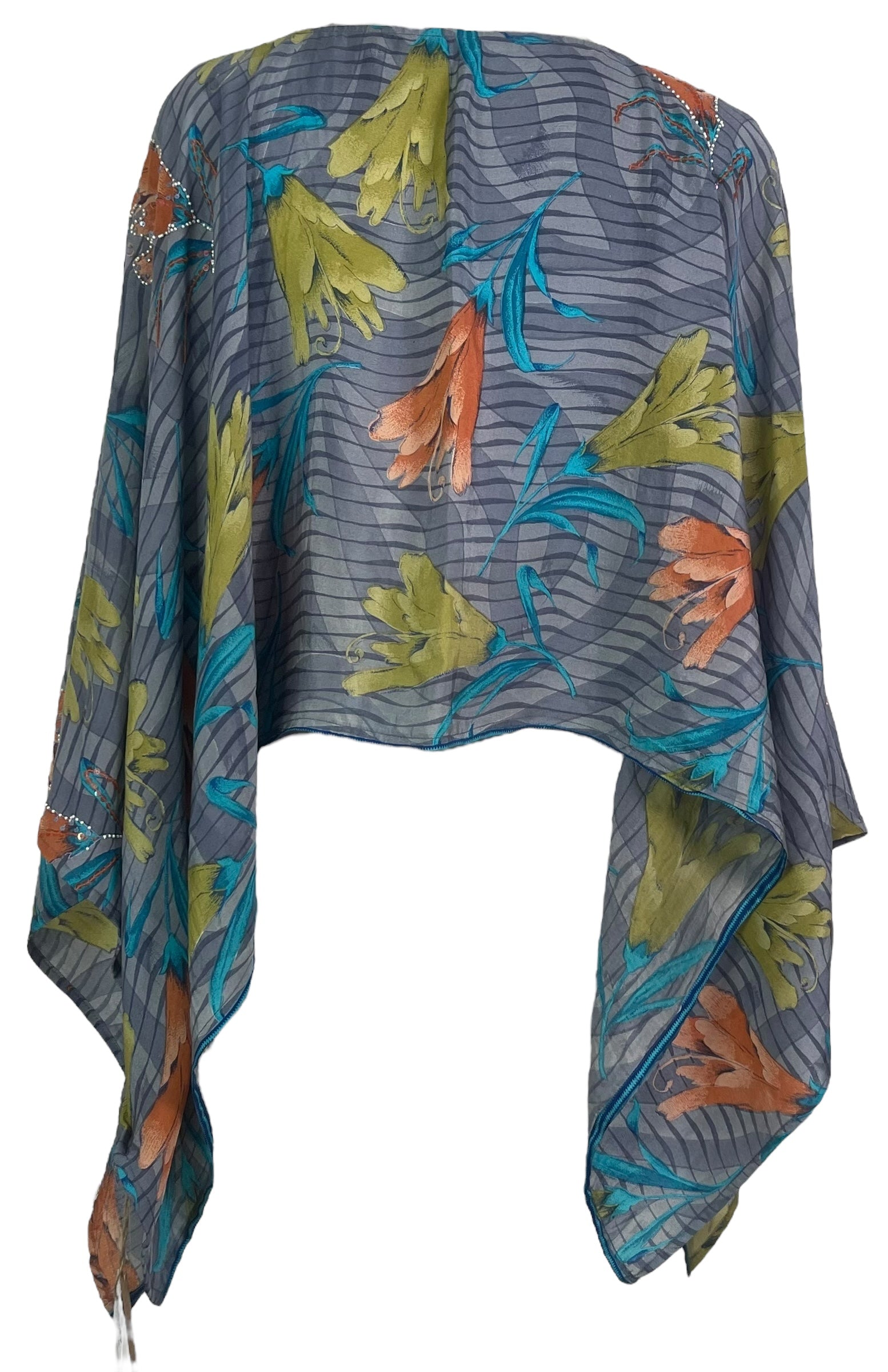PREVIEW PRC7867 Pure Silk Wabi Sabi Capelet Poncho by DECEMBER2025 – Handmade ethical Poncho from sariKNOTsari using upcycled silk. Designed in Canada for travel and slow fashion, loved from Toronto to LA to Sydney.