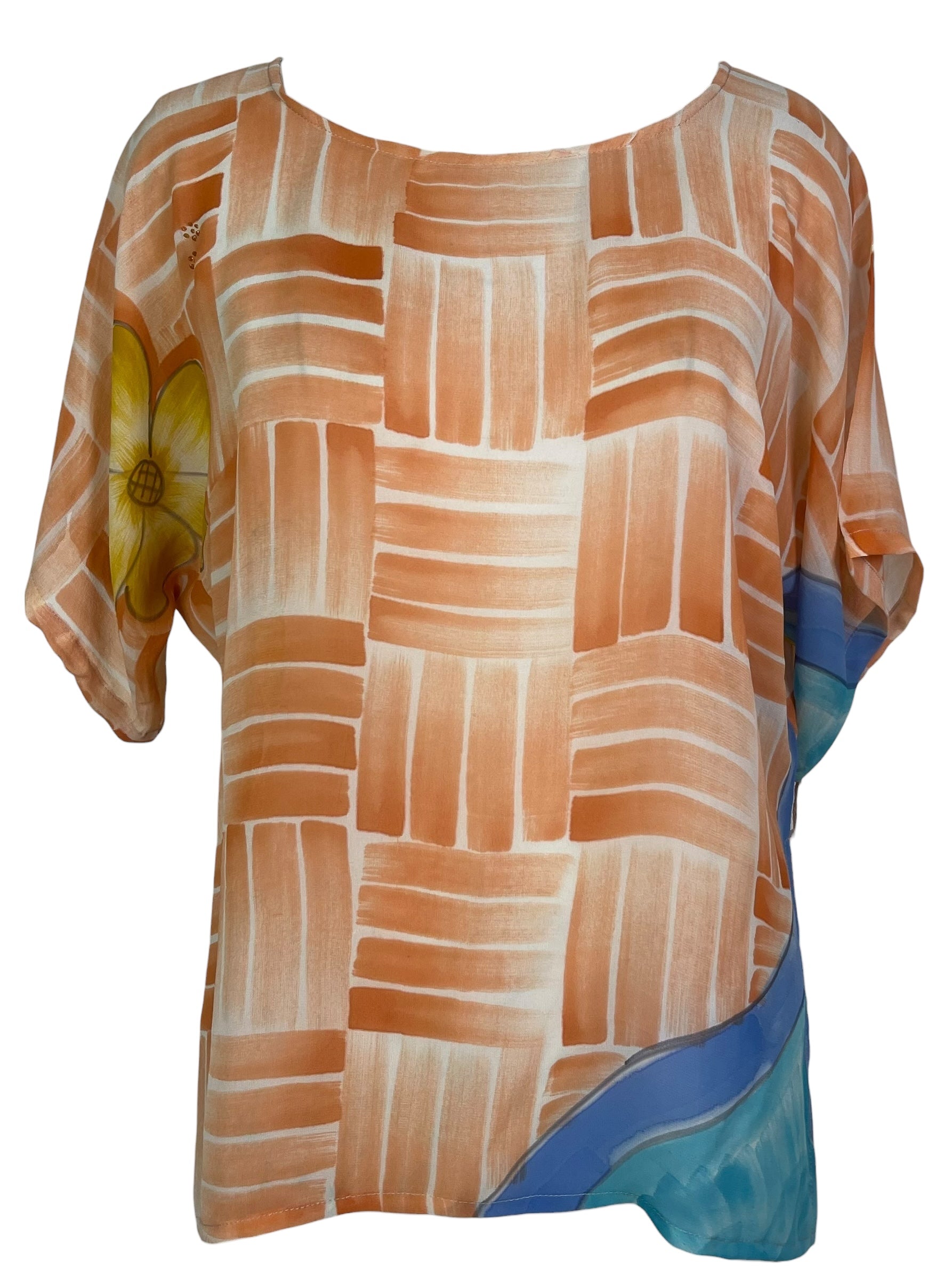 PREVIEW PRG8601 Sheer Avatar Pure Silk Side Slit Top by FEBRUARY2026 – Handmade ethical Side Slit Top from sariKNOTsari using upcycled silk. Designed in Canada for travel and slow fashion, loved from Toronto to LA to Sydney.