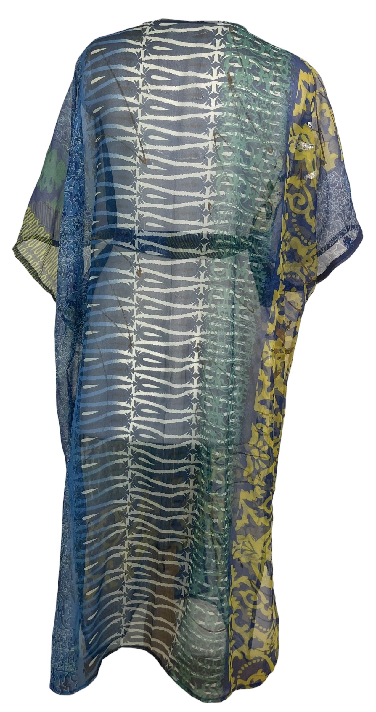 PRG8870 Sheer Wabi Sabi Pure Silk Kimono Sleeved Duster with Belt