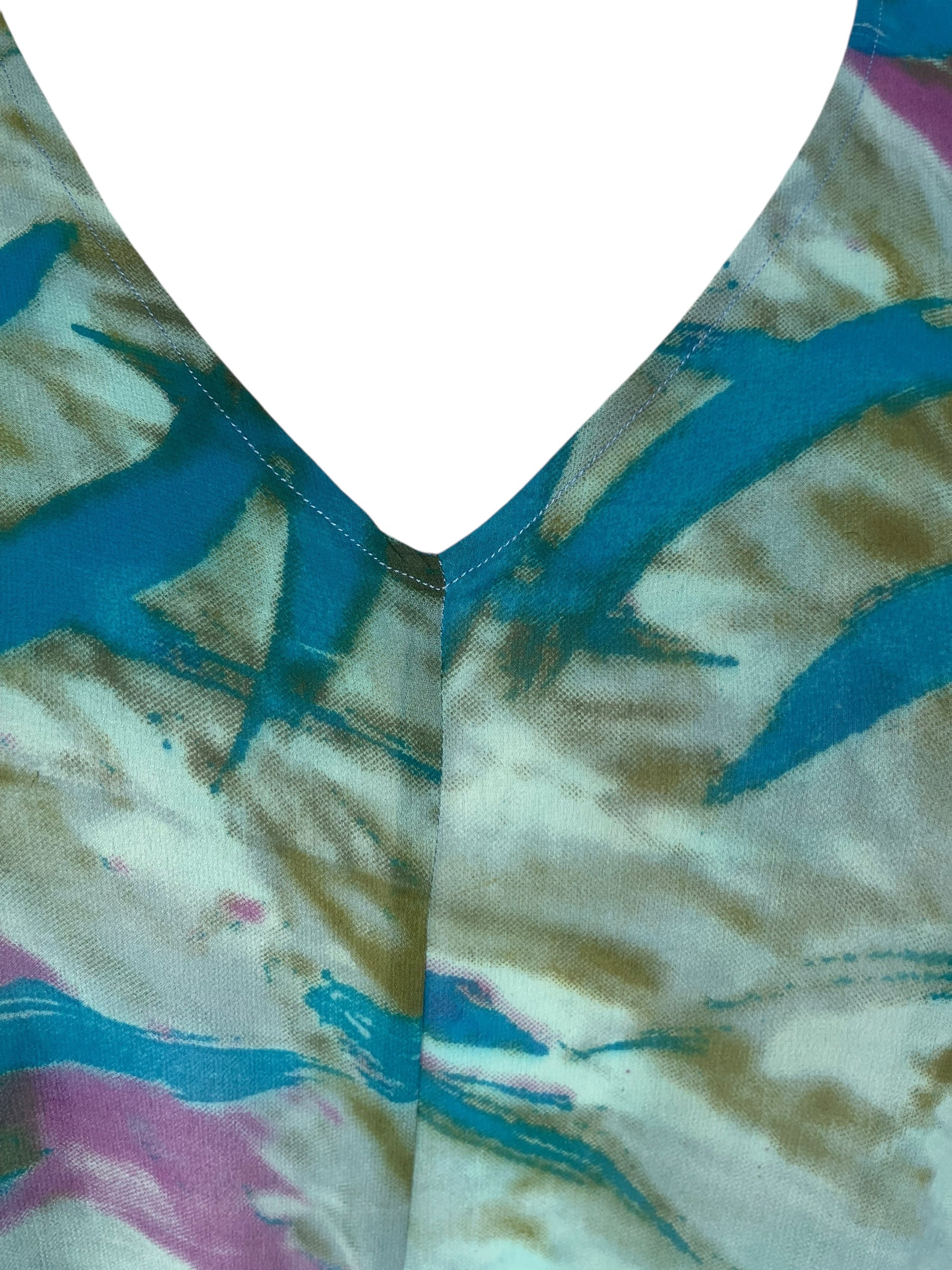 PREVIEW PRG8596 Sheer Avatar Pure Silk Waterfall Top by FEBRUARY2026 – Handmade ethical Waterfall Top from sariKNOTsari using upcycled silk. Designed in Canada for travel and slow fashion, loved from Toronto to LA to Sydney.