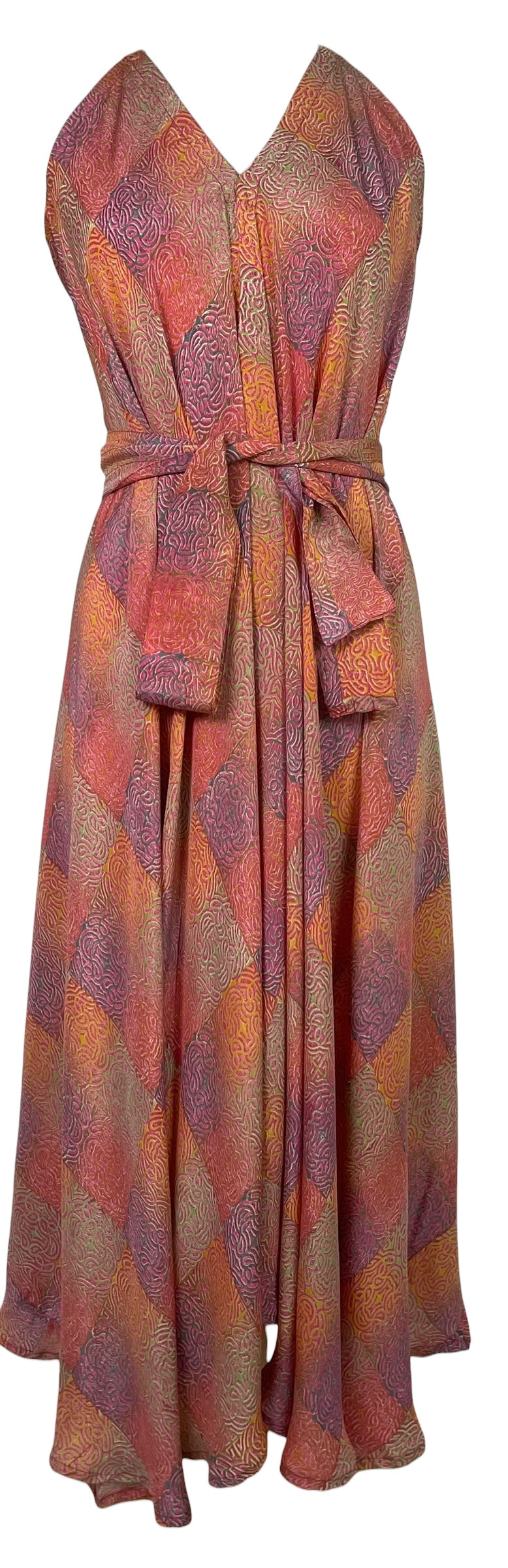 PREVIEW PRC8641 Avatar Pure Silk Maxi Dress with Belt by MARCH2026 – Handmade ethical Maxi Dress from sariKNOTsari using upcycled silk. Designed in Canada for travel and slow fashion, loved from Toronto to LA to Sydney.