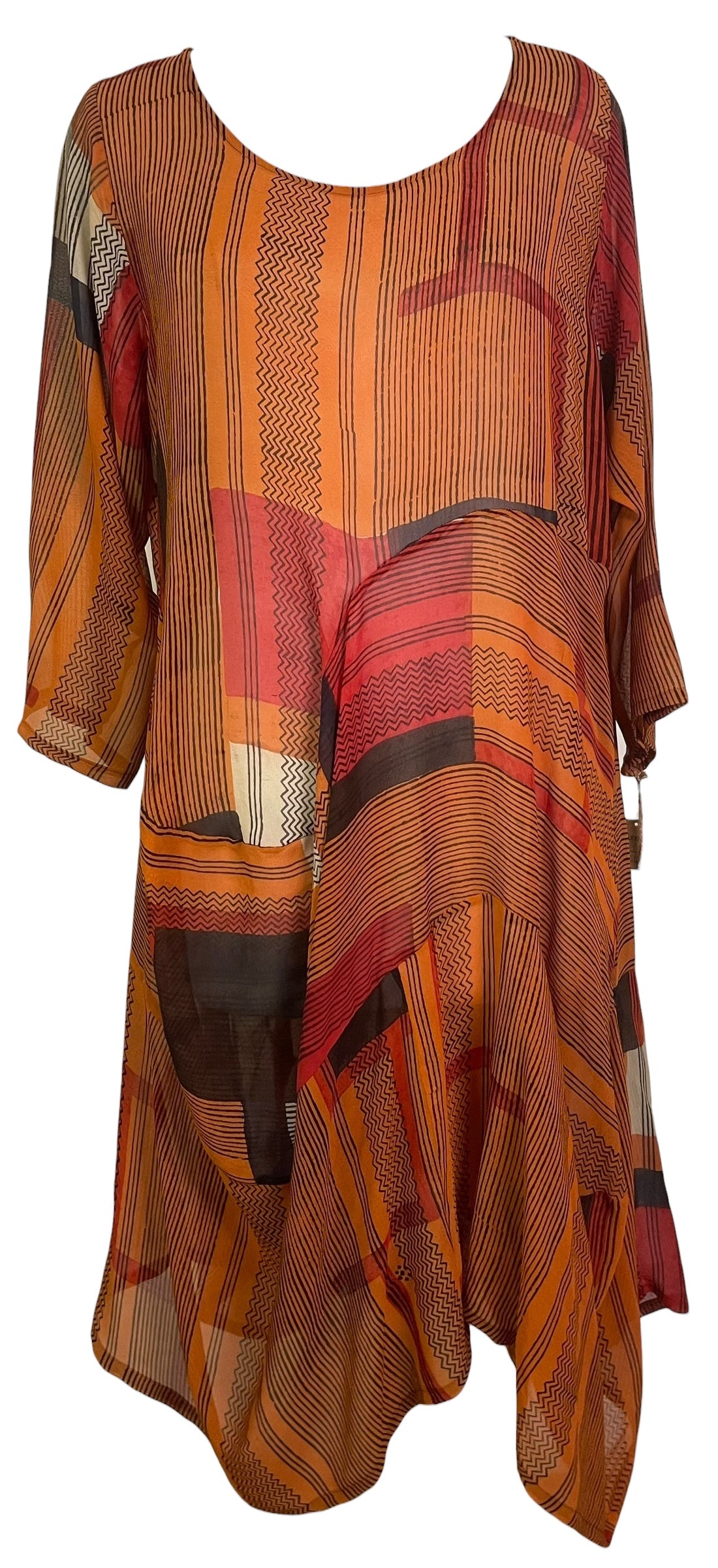 PRG8909 Sheer Wabi Sabi Sculptural Silk Long Tunic Dress by 15 FEBRUARY 2026 – Handmade ethical Sculptural Dress from sariKNOTsari using upcycled silk. Designed in Canada for travel and slow fashion, loved from Toronto to LA to Sydney.