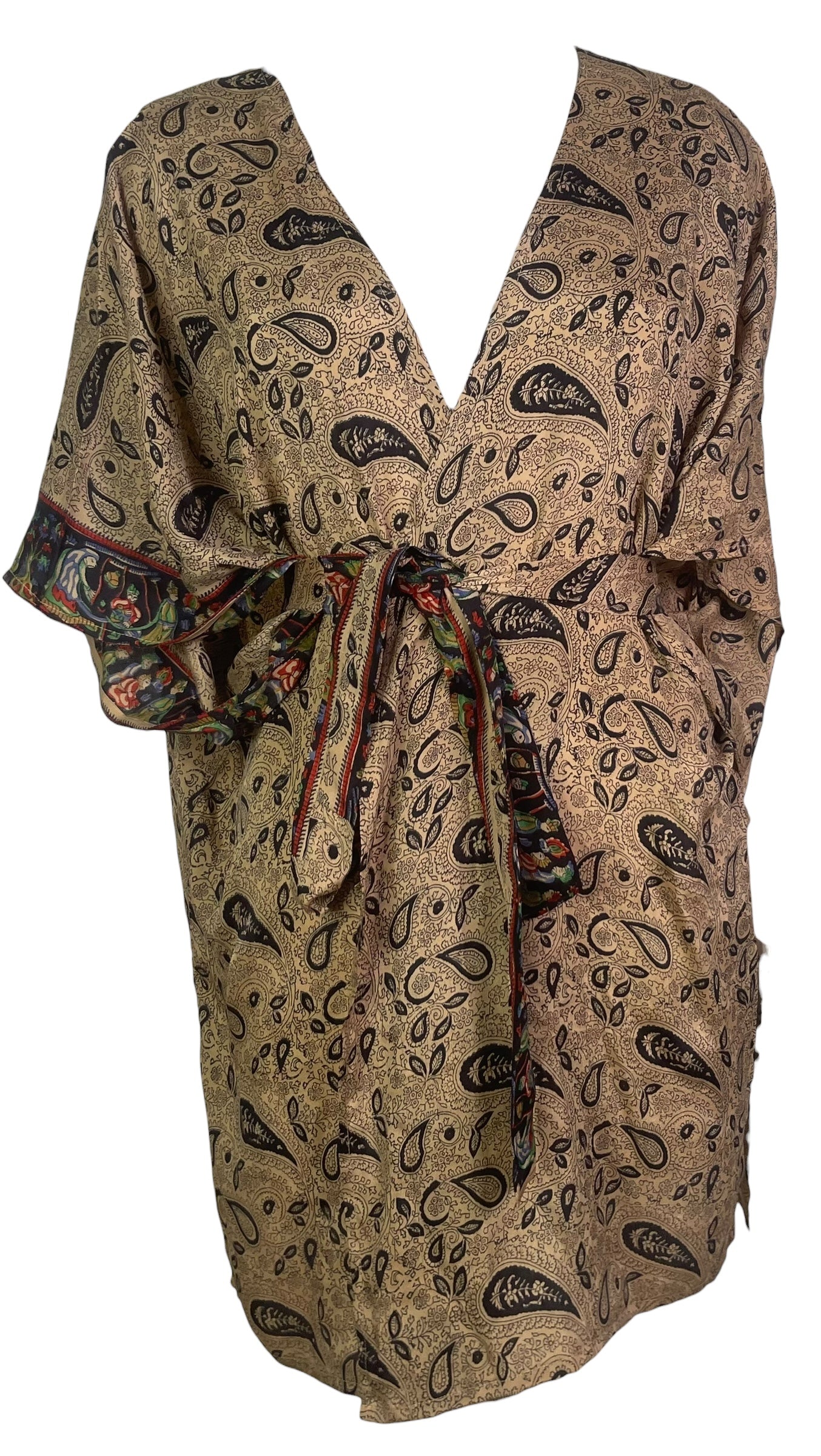 PRC8495 Wabi Sabi Pure Silk Kimono-Sleeved Jacket with Belt