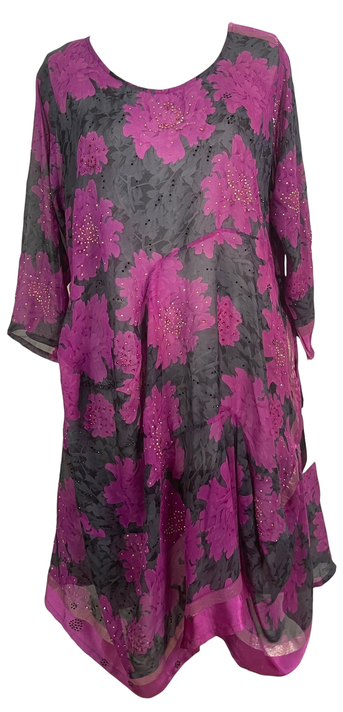 PRG8913  Sheer Wabi Sabi Sculptural Silk Long Tunic Dress by 15 FEBRUARY 2026 – Handmade ethical Sculptural Dress from sariKNOTsari using upcycled silk. Designed in Canada for travel and slow fashion, loved from Toronto to LA to Sydney.