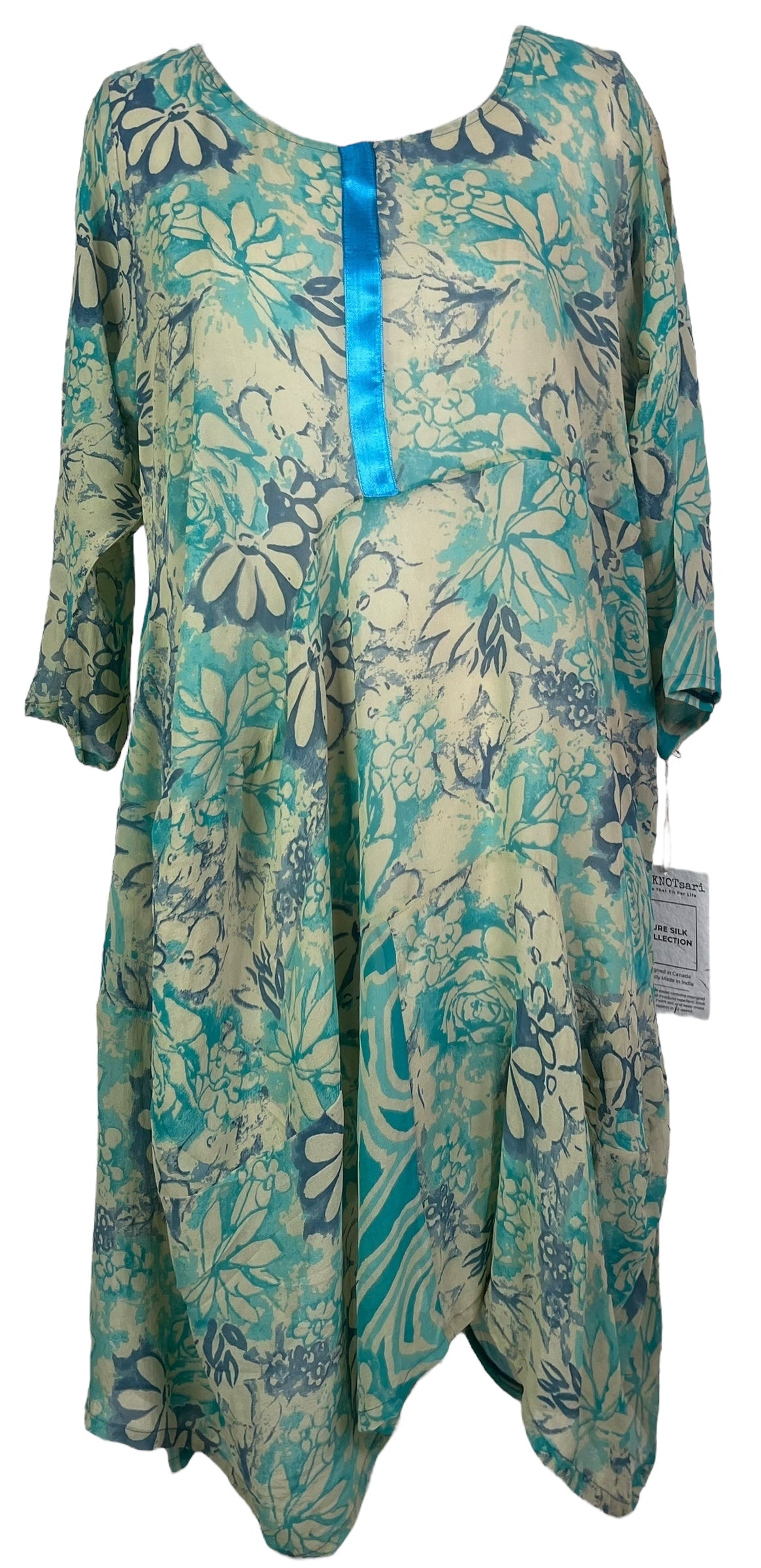 PRG7998 Sheer Avatar Pure Silk Sculptural Long Tunic Dress