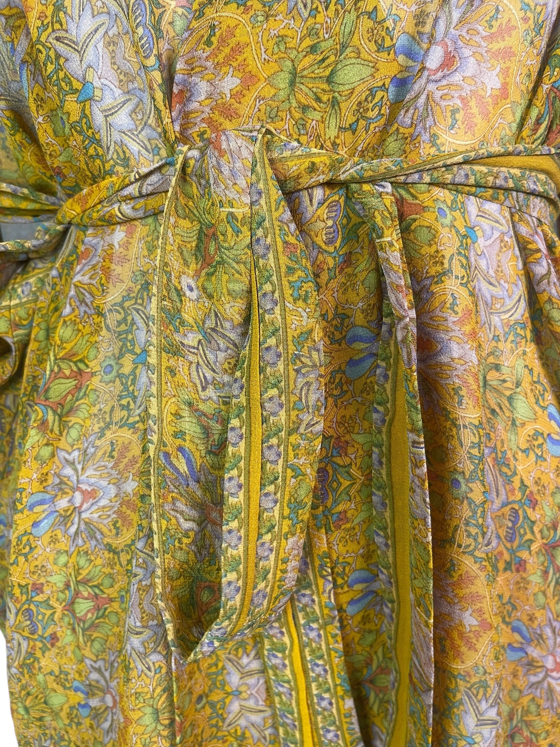 PREVIEW PRG8527 Sheer Avatar Pure Silk Kimono-Sleeved Jacket with Belt by FEBRUARY2026 – Handmade ethical Short Kimono from sariKNOTsari using upcycled silk. Designed in Canada for travel and slow fashion, loved from Toronto to LA to Sydney.