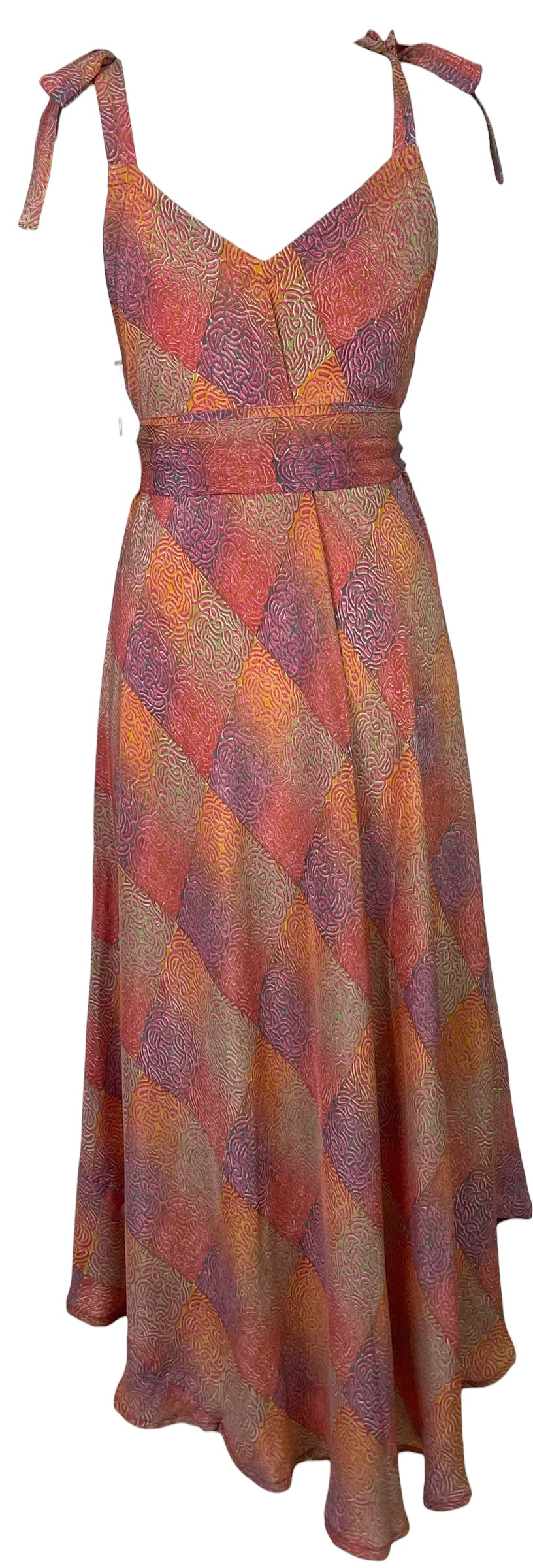 PREVIEW PRC8641 Avatar Pure Silk Maxi Dress with Belt by MARCH2026 – Handmade ethical Maxi Dress from sariKNOTsari using upcycled silk. Designed in Canada for travel and slow fashion, loved from Toronto to LA to Sydney.