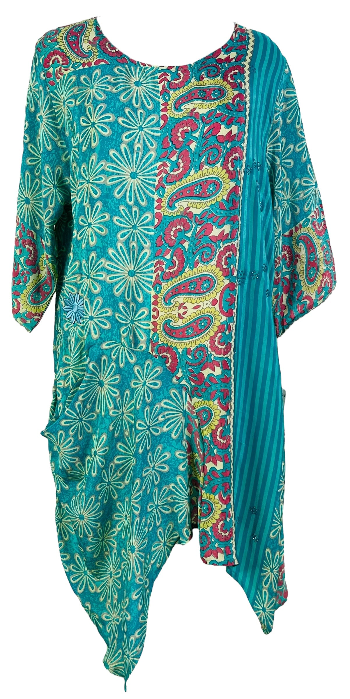 PRC6821 Wabi Sabi Pure Silk Self Pocket Tunic Dress