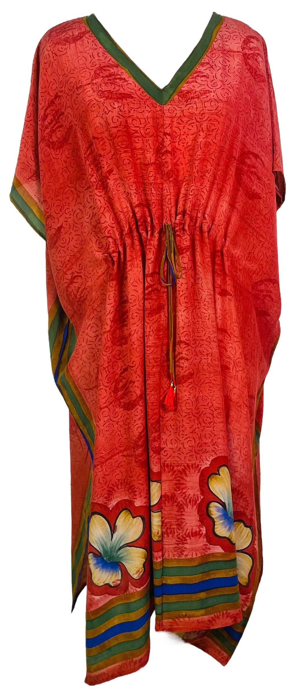 MARKETING PRC7604 Avatar Pure Silk Maxi Kaftan by MARKETING – Handmade ethical Maxi Kaftan from sariKNOTsari using upcycled silk. Designed in Canada for travel and slow fashion, loved from Toronto to LA to Sydney.