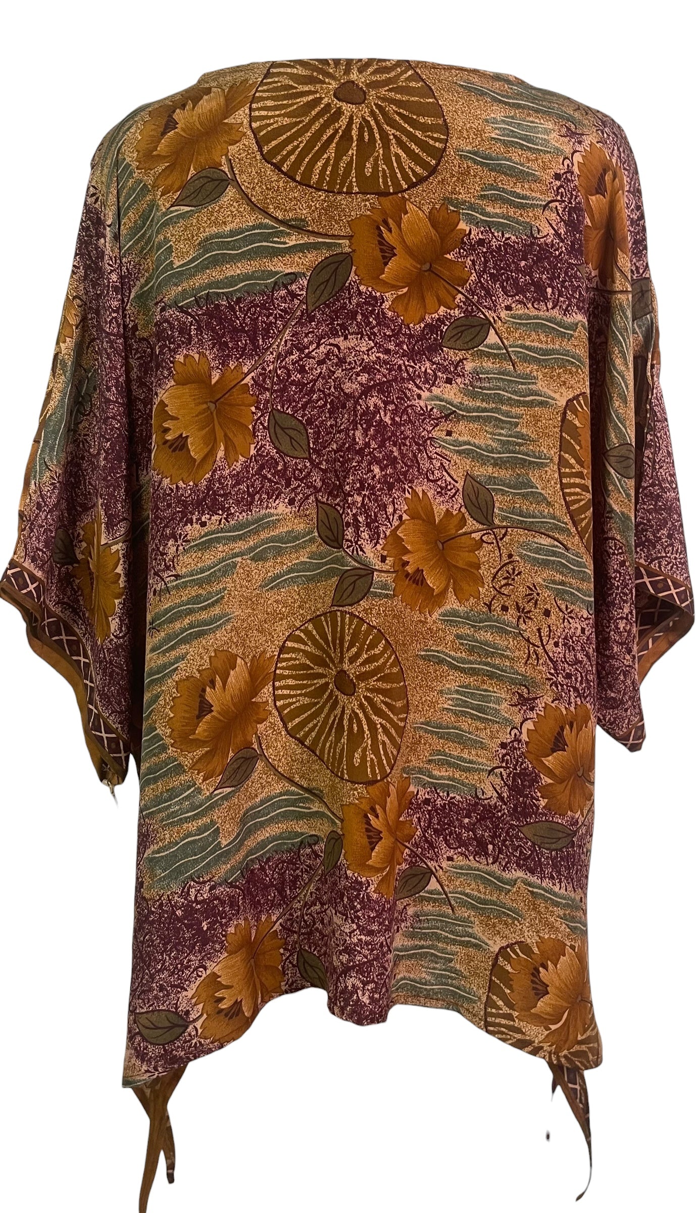 PREVIEW PRC8749 Avatar Pure Silk Long Tunic with Side Ties by MARCH2026 – Handmade ethical Side Tie Tunic from sariKNOTsari using upcycled silk. Designed in Canada for travel and slow fashion, loved from Toronto to LA to Sydney.