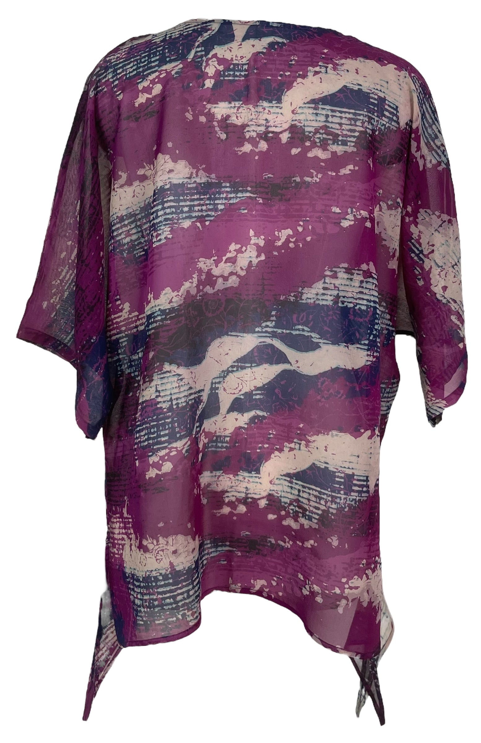PRG7880 Sheer Wabi Sabi Pure Silk Long Tunic with Side Ties