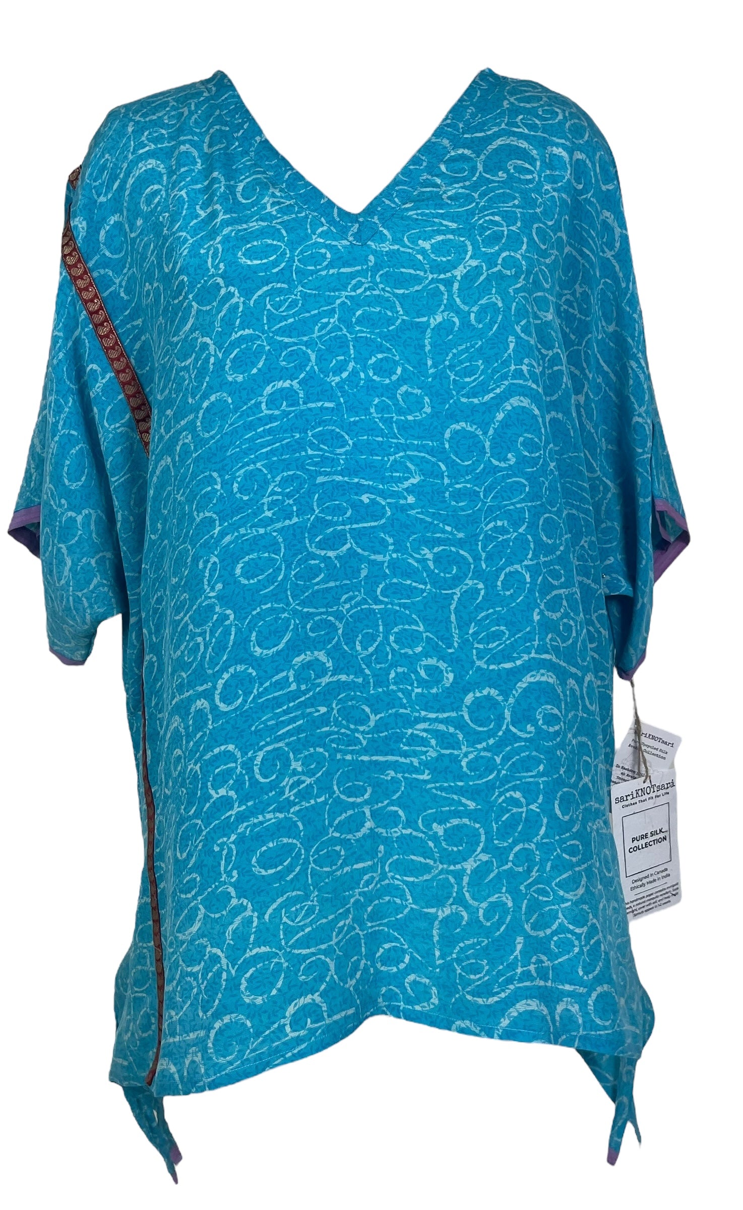 PRC8207 Avatar Pure Silk Long Tunic with Side Ties