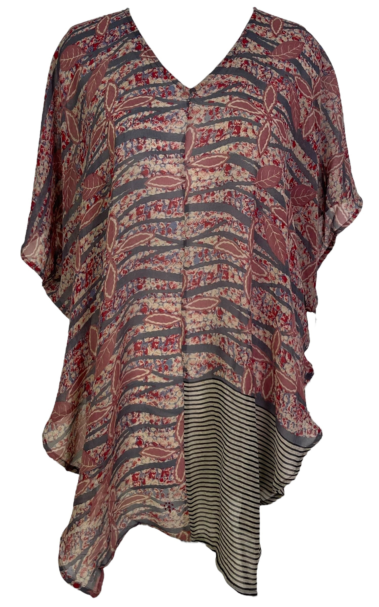 PRG7111 Sheer Avatar Pure Silk Waterfall Top