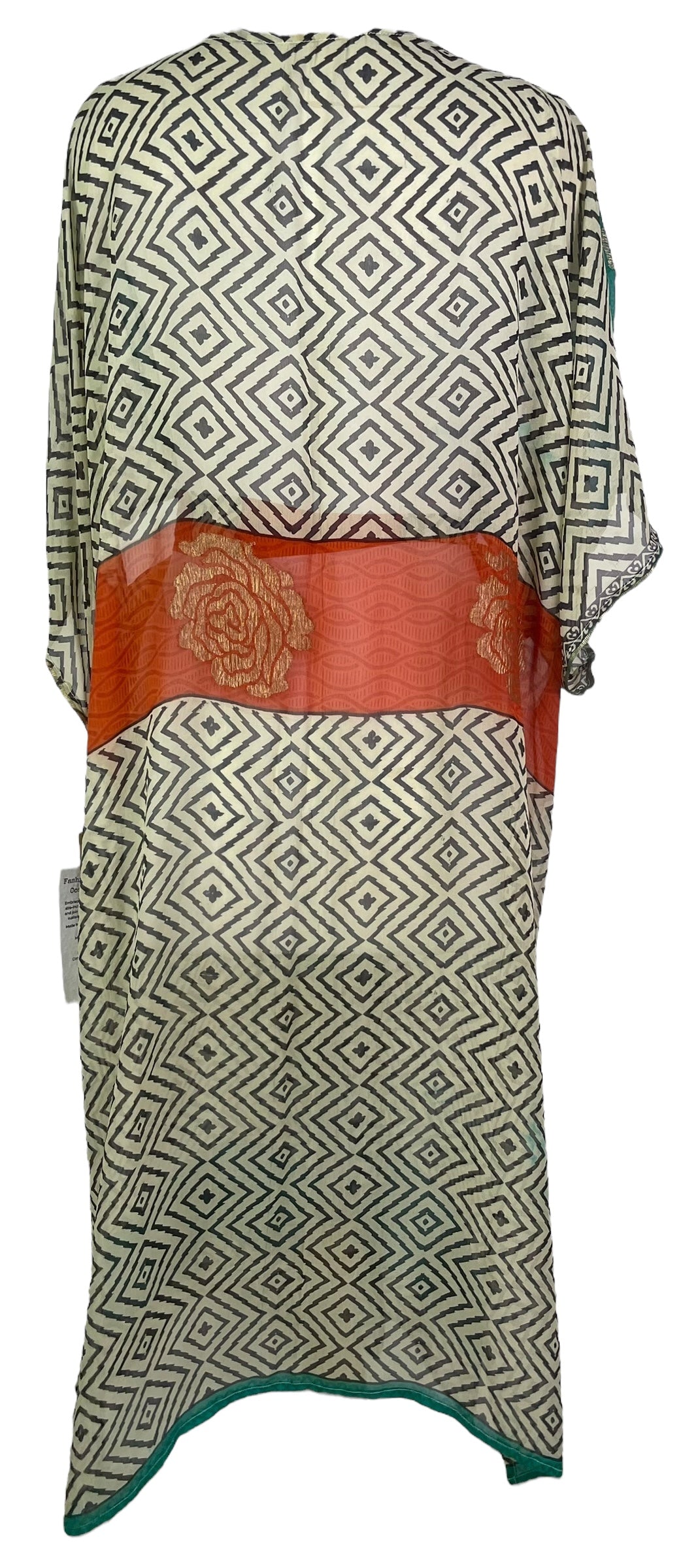 PRG7632 Sheer Wabi Sabi Pure Silk Kimono Sleeved Duster with Belt