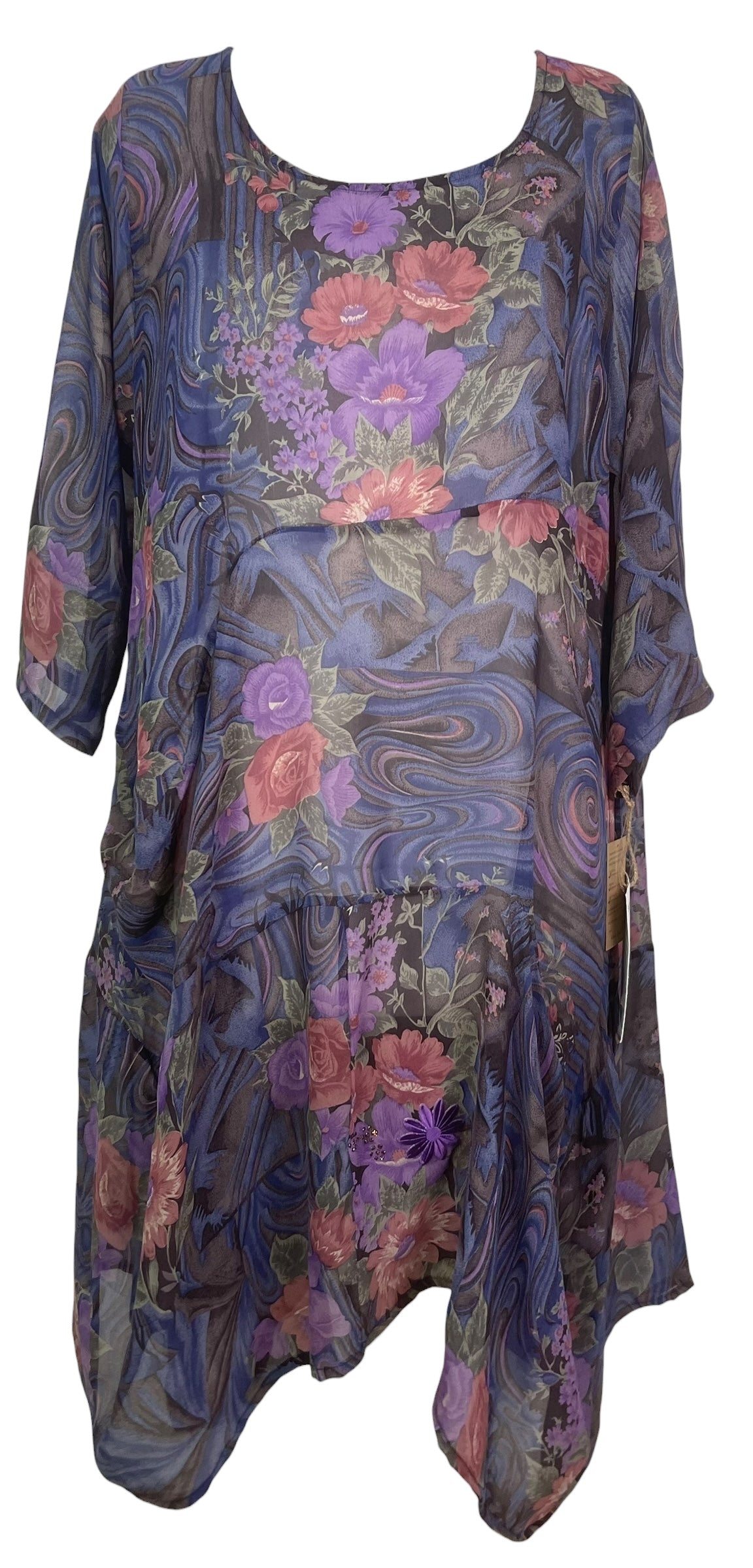 PREVIEW PRG8434 Sheer Wabi Sabi Sculptural Silk Long Tunic Dress