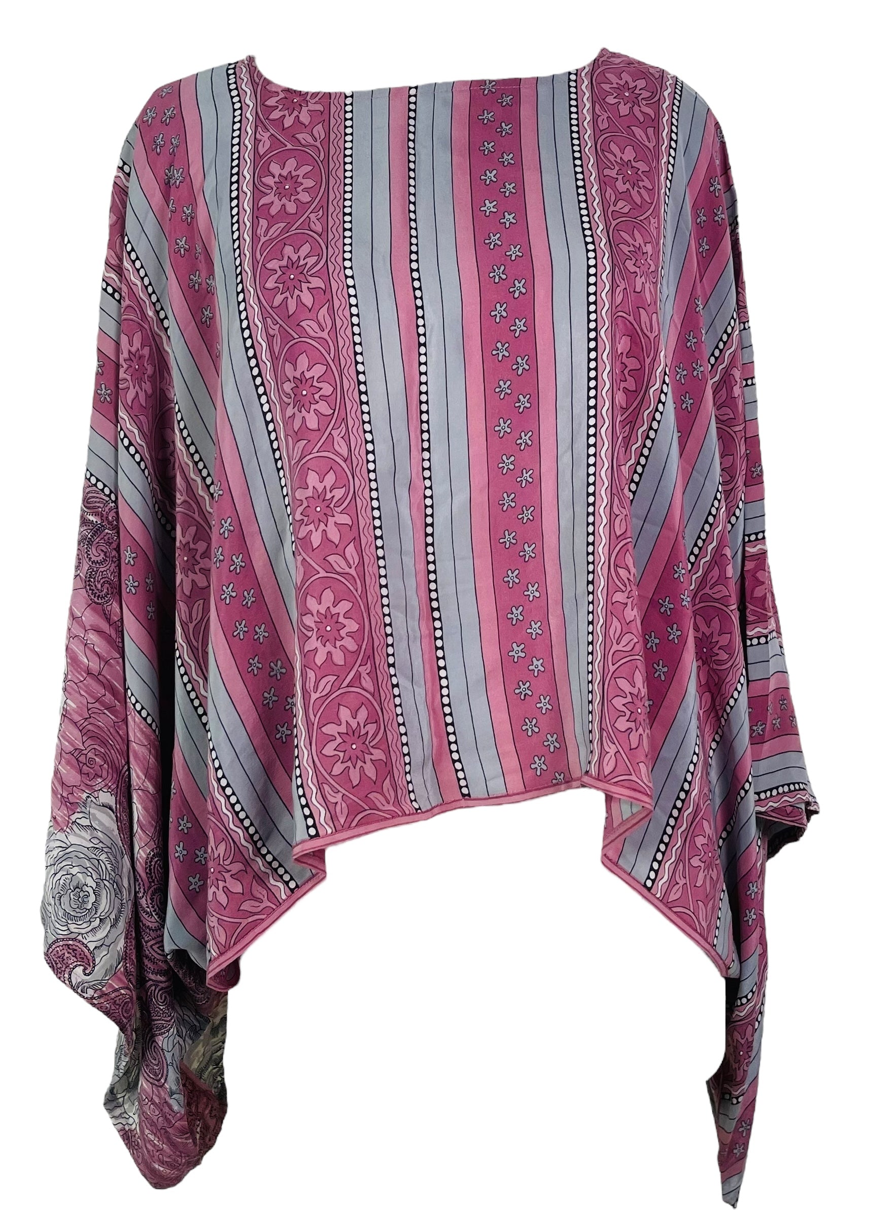 PRC7760 Wabi Sabi Pure Silk Kimono-Sleeved Top