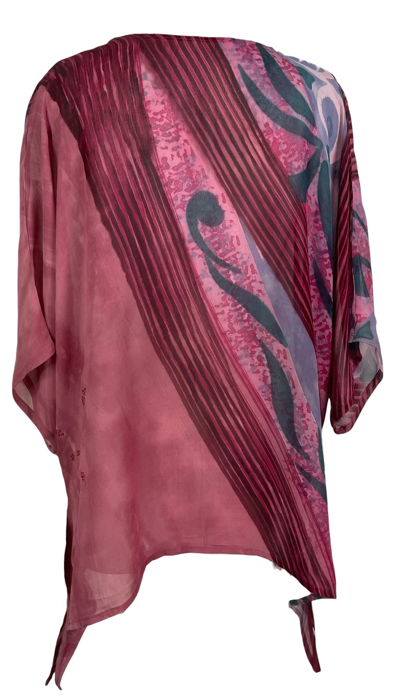 PRG8484 Sheer Wabi Sabi Pure Silk Long Tunic with Side Ties