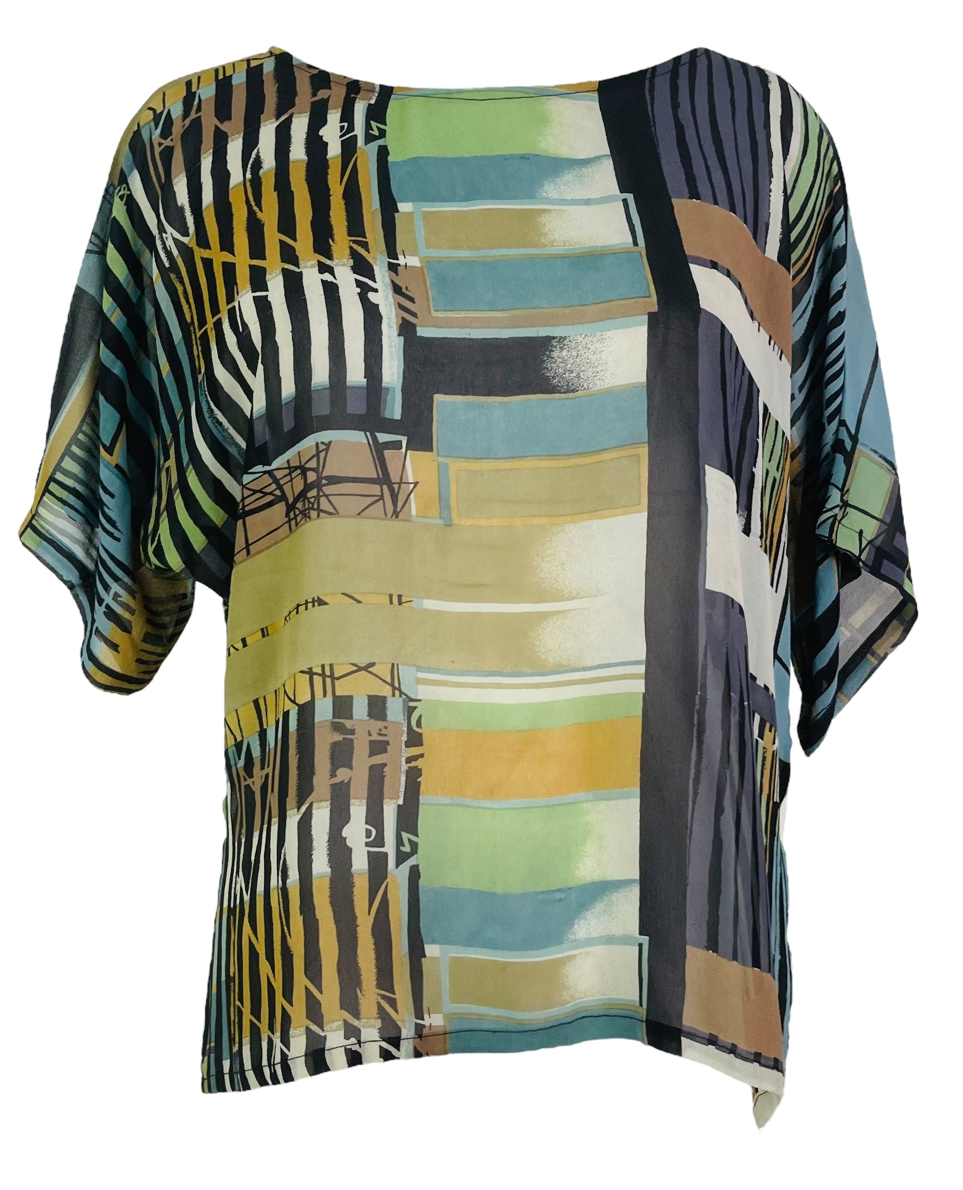 PRG5247 Sheer Wabi Sabi Pure Silk Side Slit Top