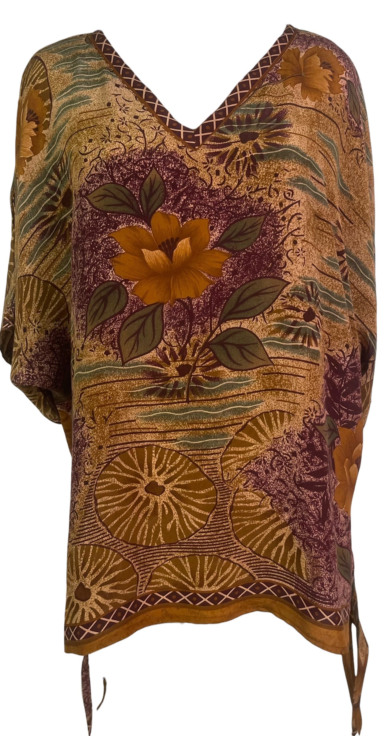 PREVIEW PRC8749 Avatar Pure Silk Long Tunic with Side Ties by MARCH2026 – Handmade ethical Side Tie Tunic from sariKNOTsari using upcycled silk. Designed in Canada for travel and slow fashion, loved from Toronto to LA to Sydney.
