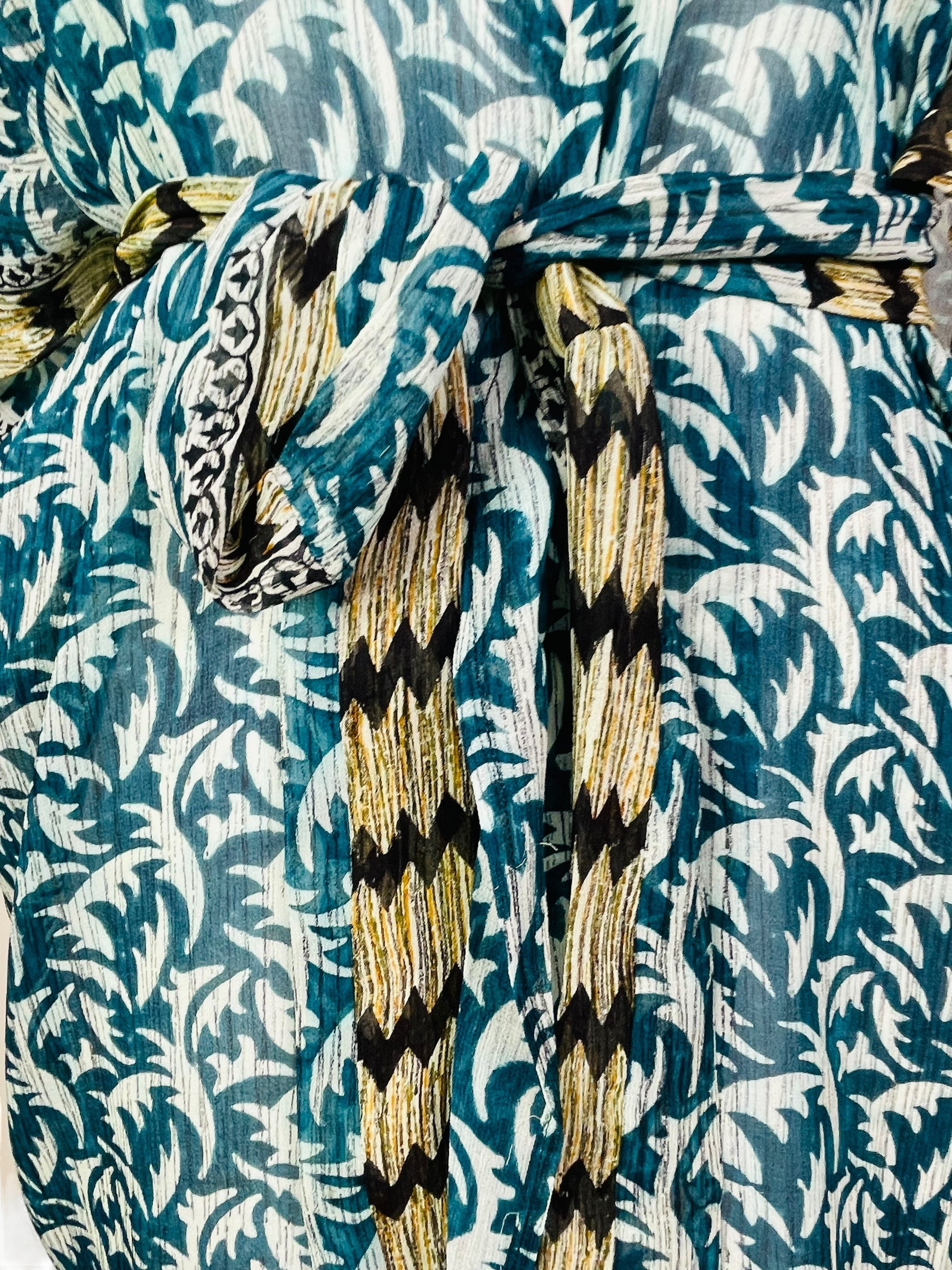 PRG7490 Sheer Avatar Pure Silk Kimono-Sleeved Jacket with Belt