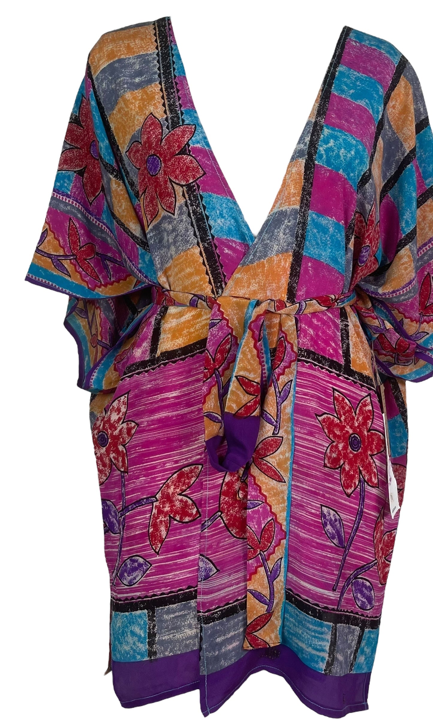 PRC7521 Wabi Sabi Pure Silk Kimono-Sleeved Jacket with Belt