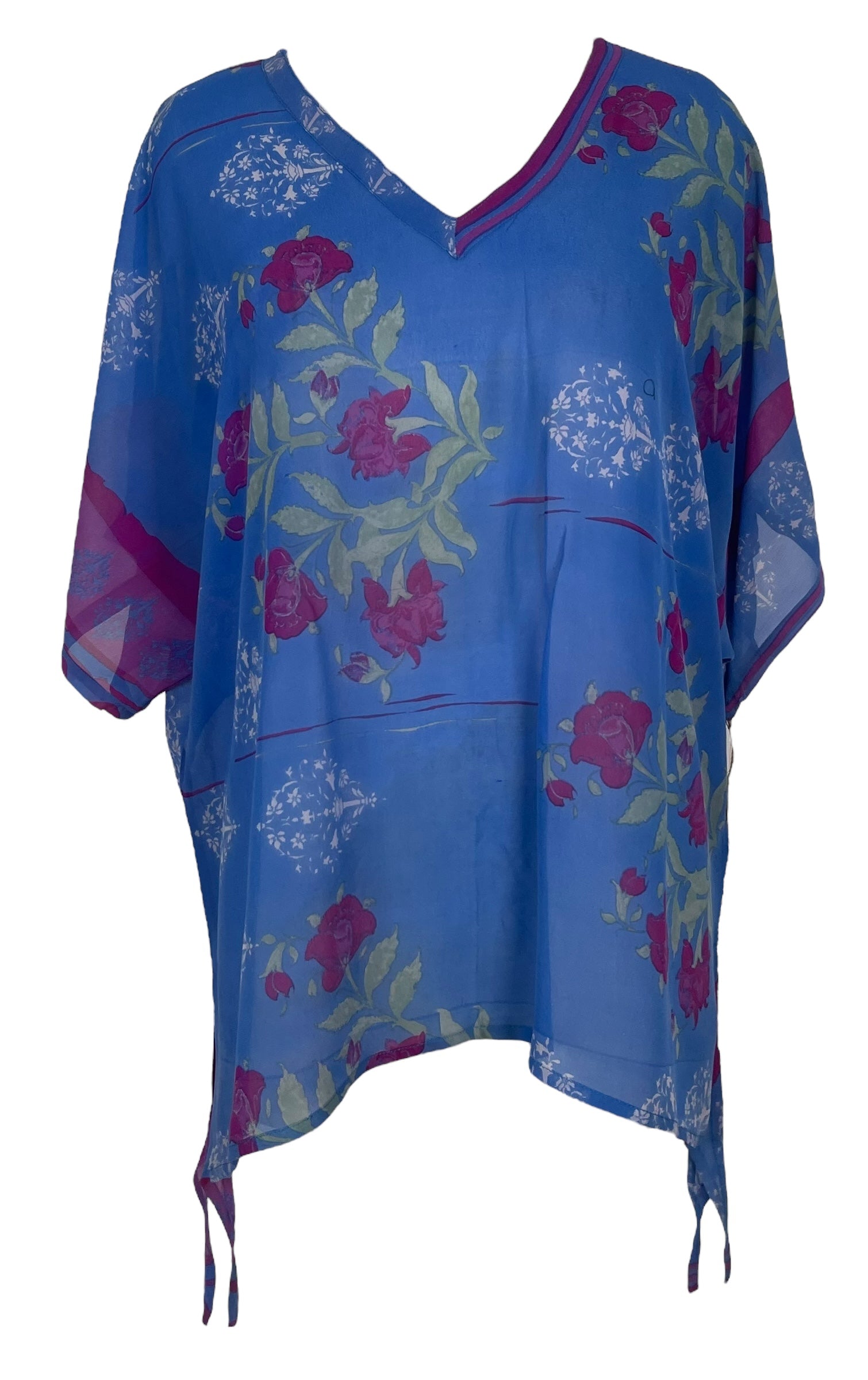 PRG7857 Sheer Wabi Sabi Pure Silk Long Tunic with Side Ties