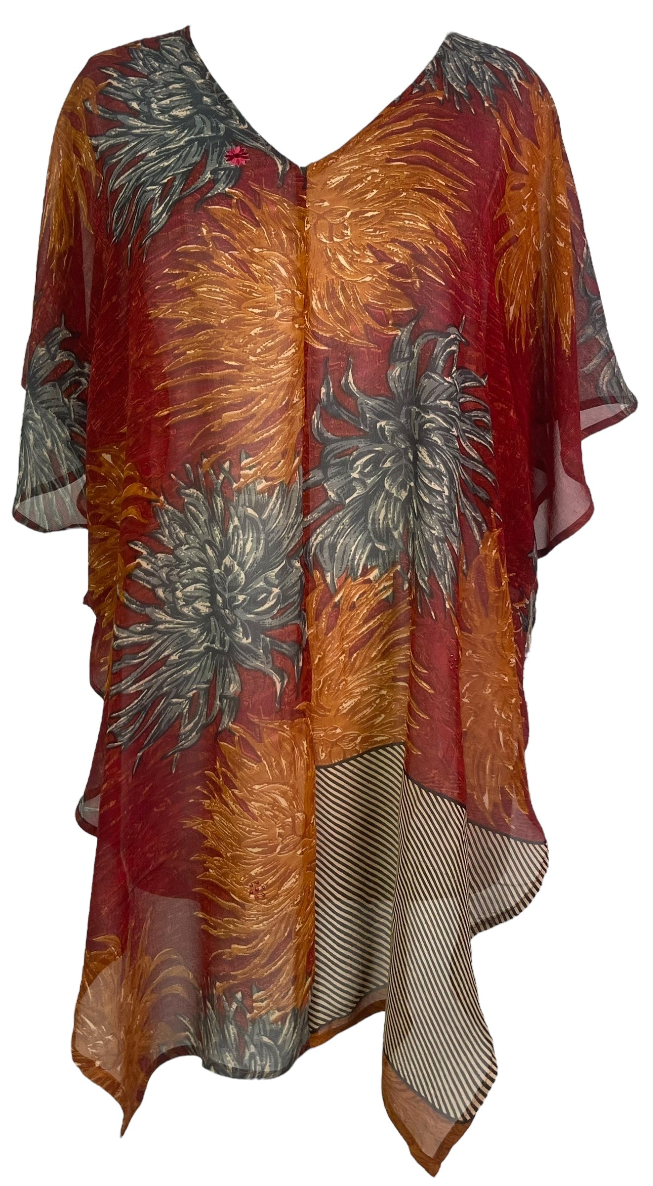 PRG8098 Sheer Avatar Pure Silk Waterfall Top