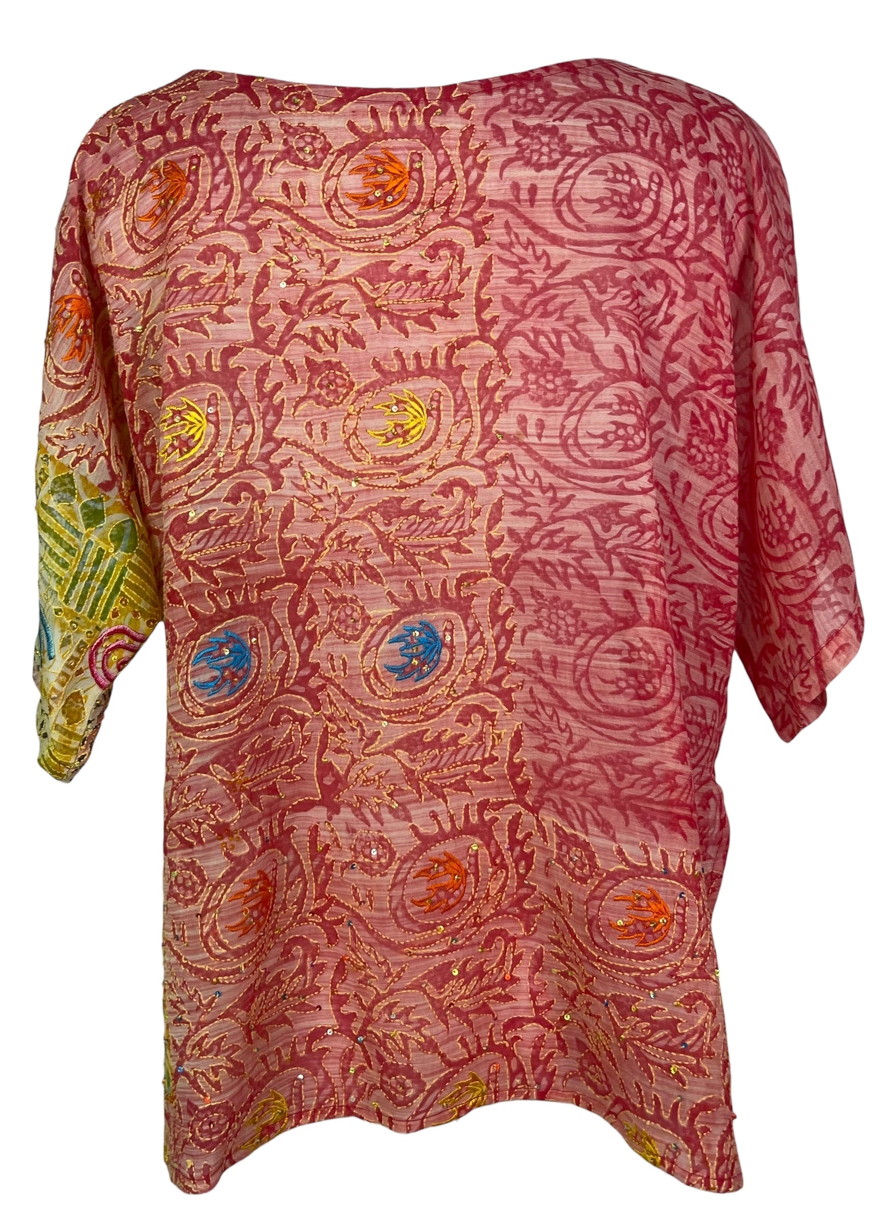 PREVIEW PRG8419 Sheer Avatar Pure Silk Side Slit Top by FEBRUARY2026 – Handmade ethical Side Slit Top from sariKNOTsari using upcycled silk. Designed in Canada for travel and slow fashion, loved from Toronto to LA to Sydney.