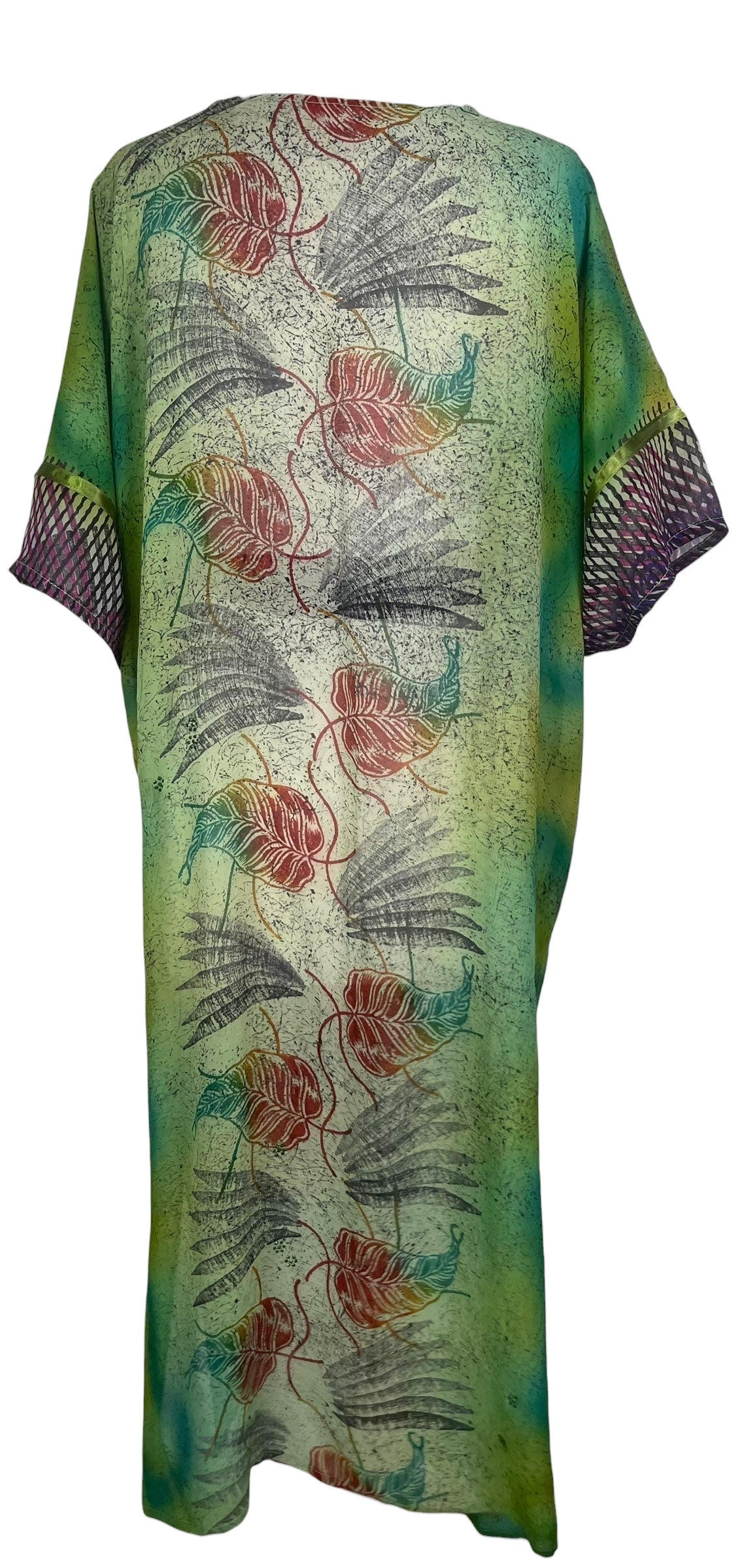 PRG8568 Sheer Avatar Long Pure Silk Kimono Sleeved Duster with Belt