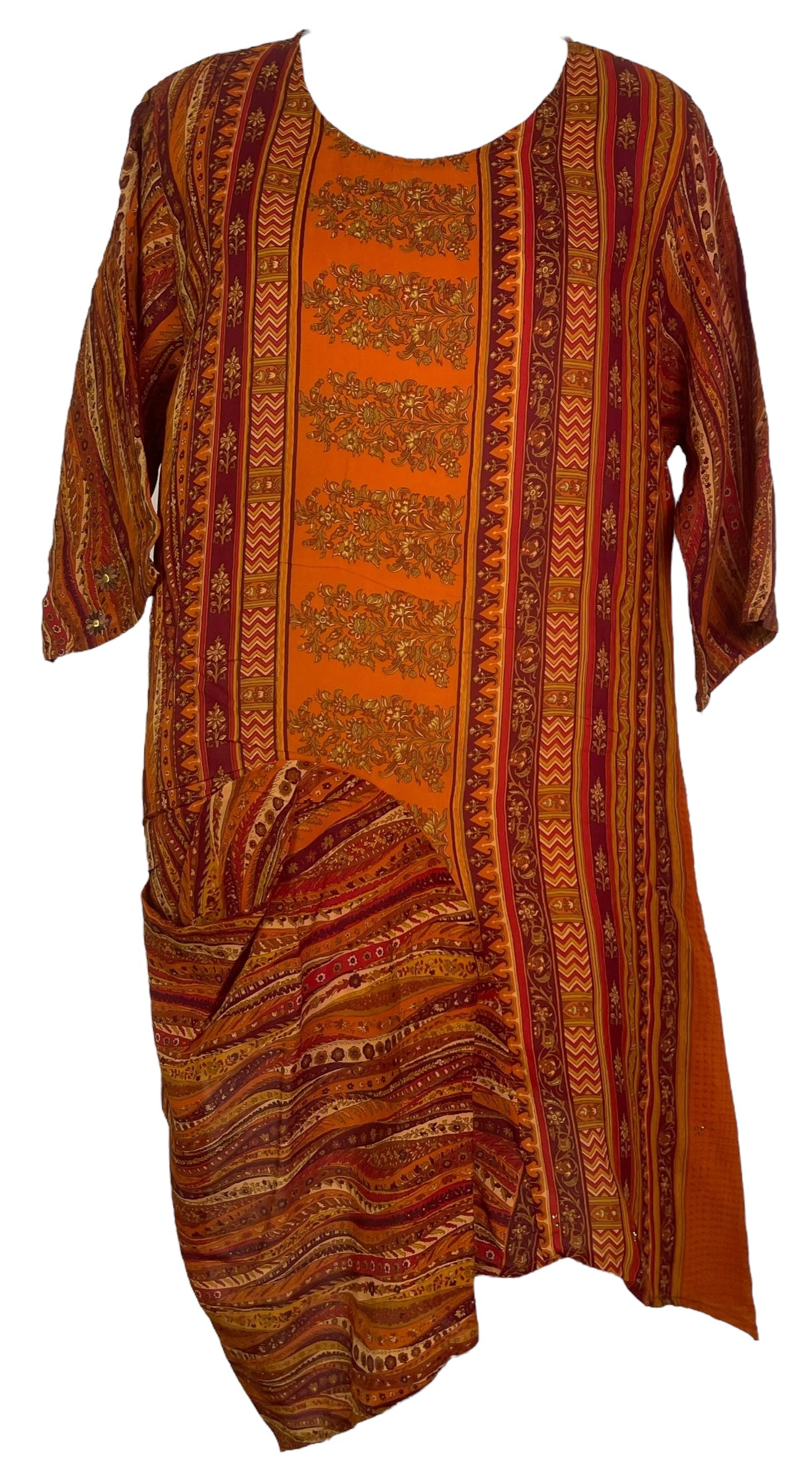 PRG7778 Sheer Avatar Pure Silk Self Pocket Tunic Dress