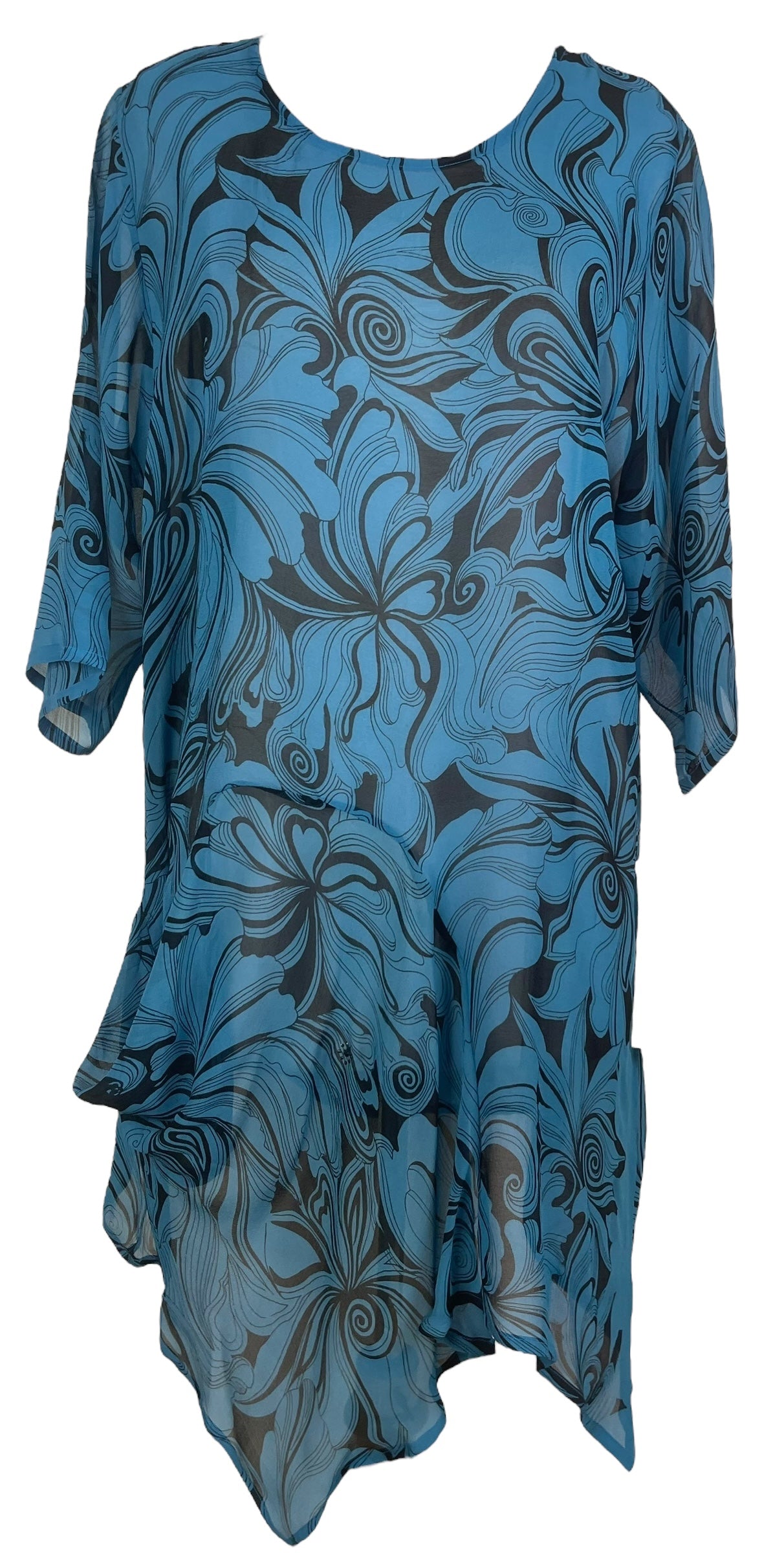 PRG7968 Sheer Avatar Pure Silk Self Pocket Tunic Dress