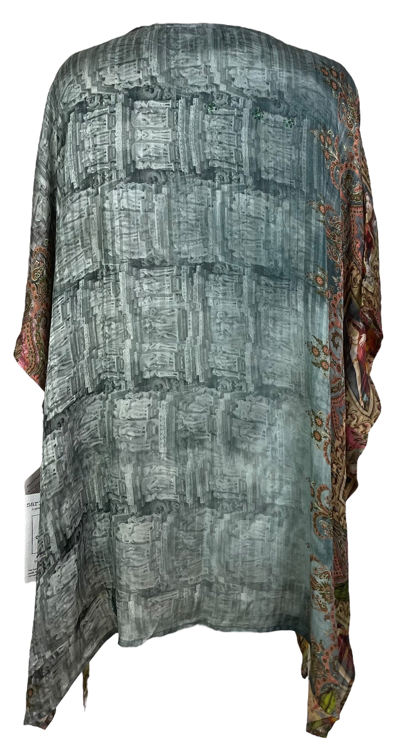 PRG8031 Sheer Avatar Pure Silk Short Kaftan Tunic with Slits