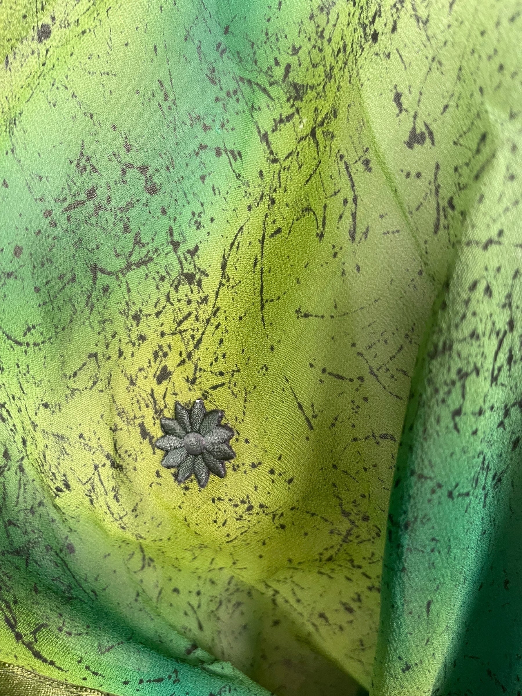 PRG8568 Sheer Avatar Long Pure Silk Kimono Sleeved Duster with Belt