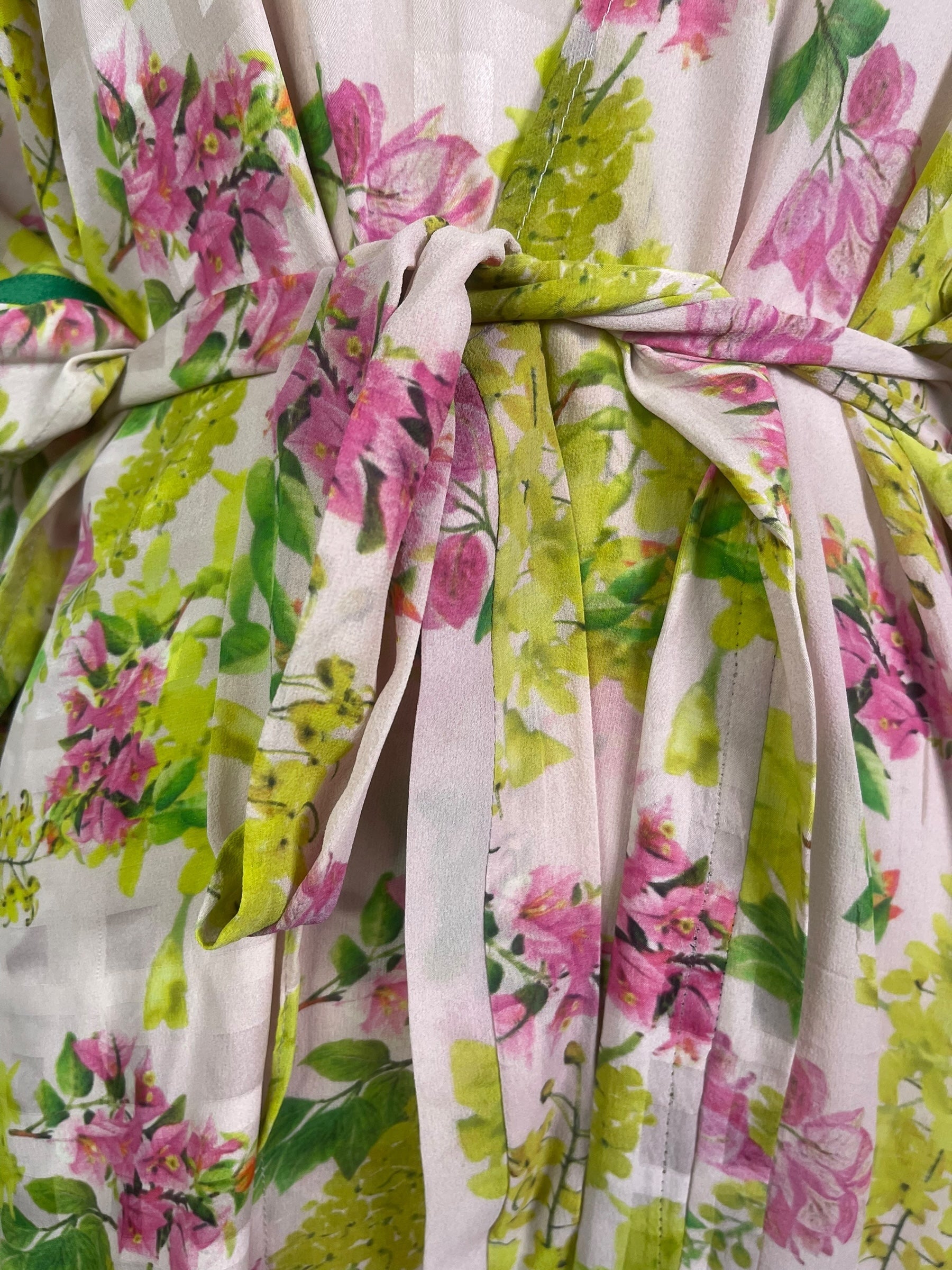 PRG8892 Sheer Wabi Sabi Pure Silk Kimono Sleeved Duster with Belt