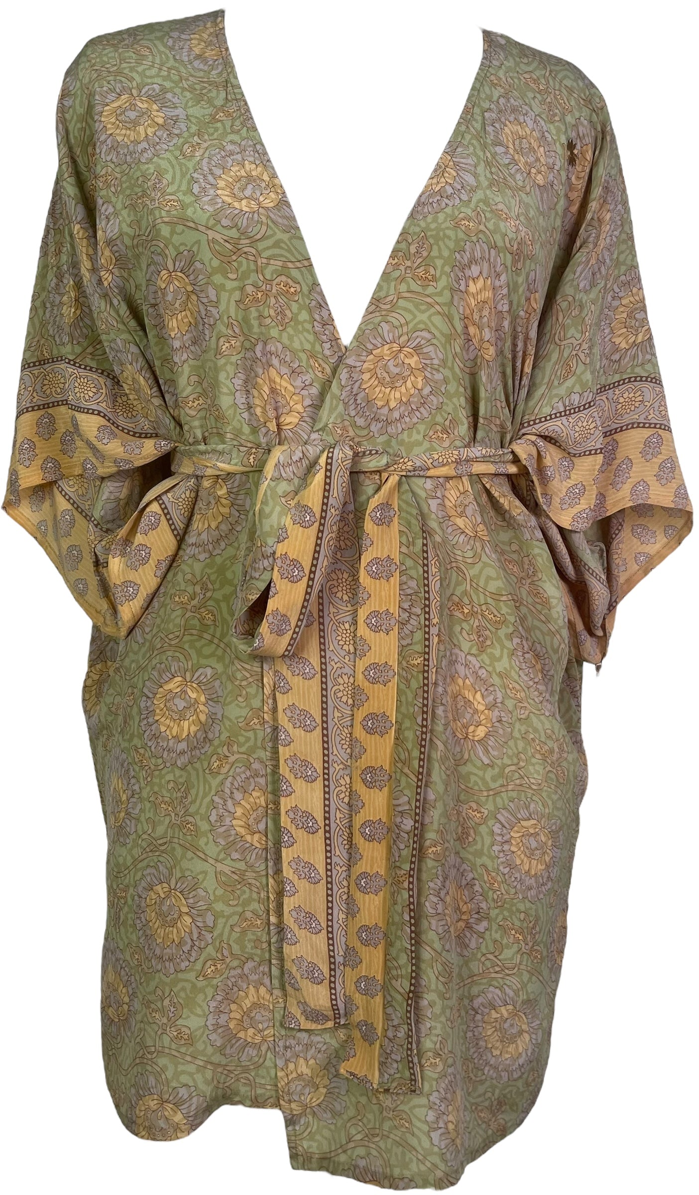 PRC7852 Avatar Pure Silk Kimono-Sleeved Jacket with Belt