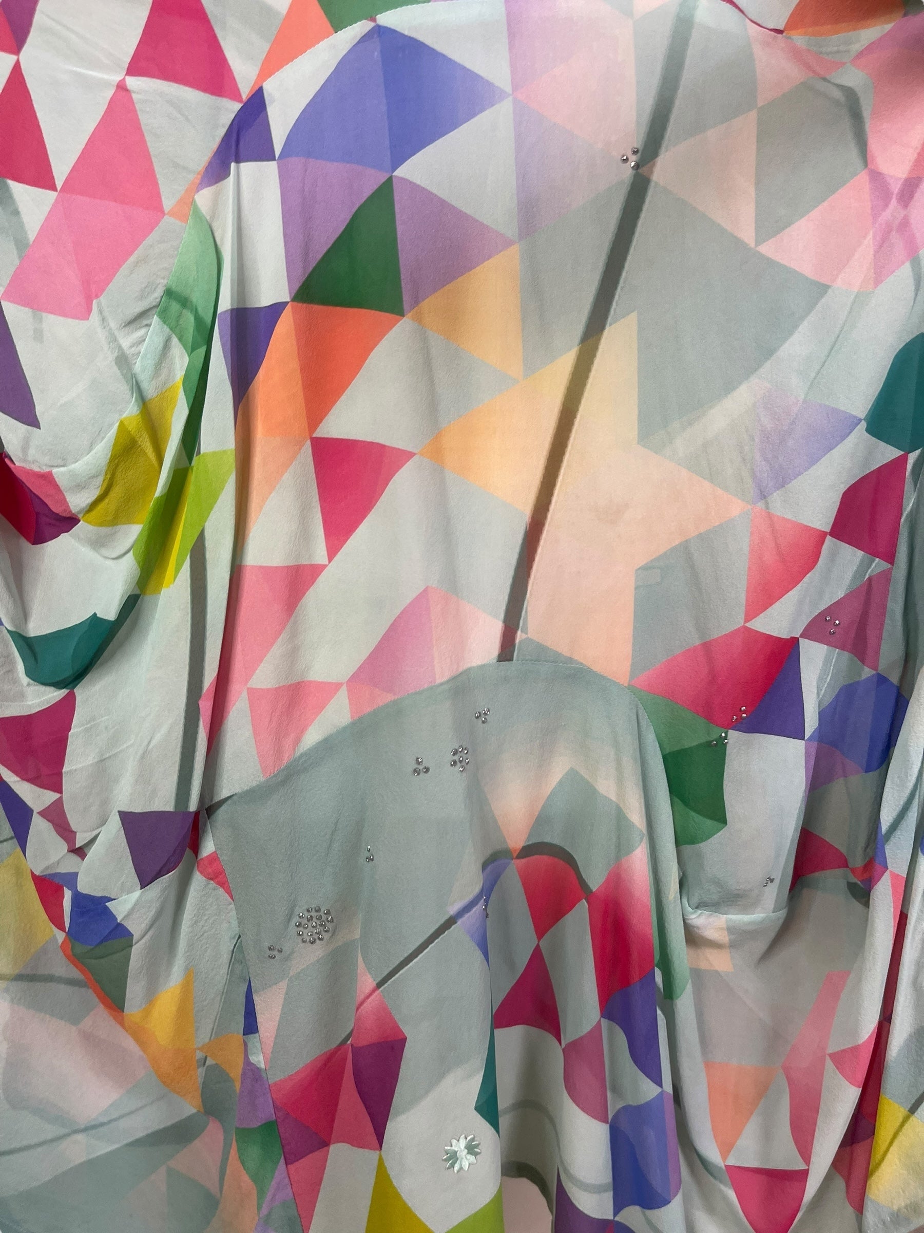 PRG7833 Sheer Avatar Pure Silk Sculptural Long Tunic Dress