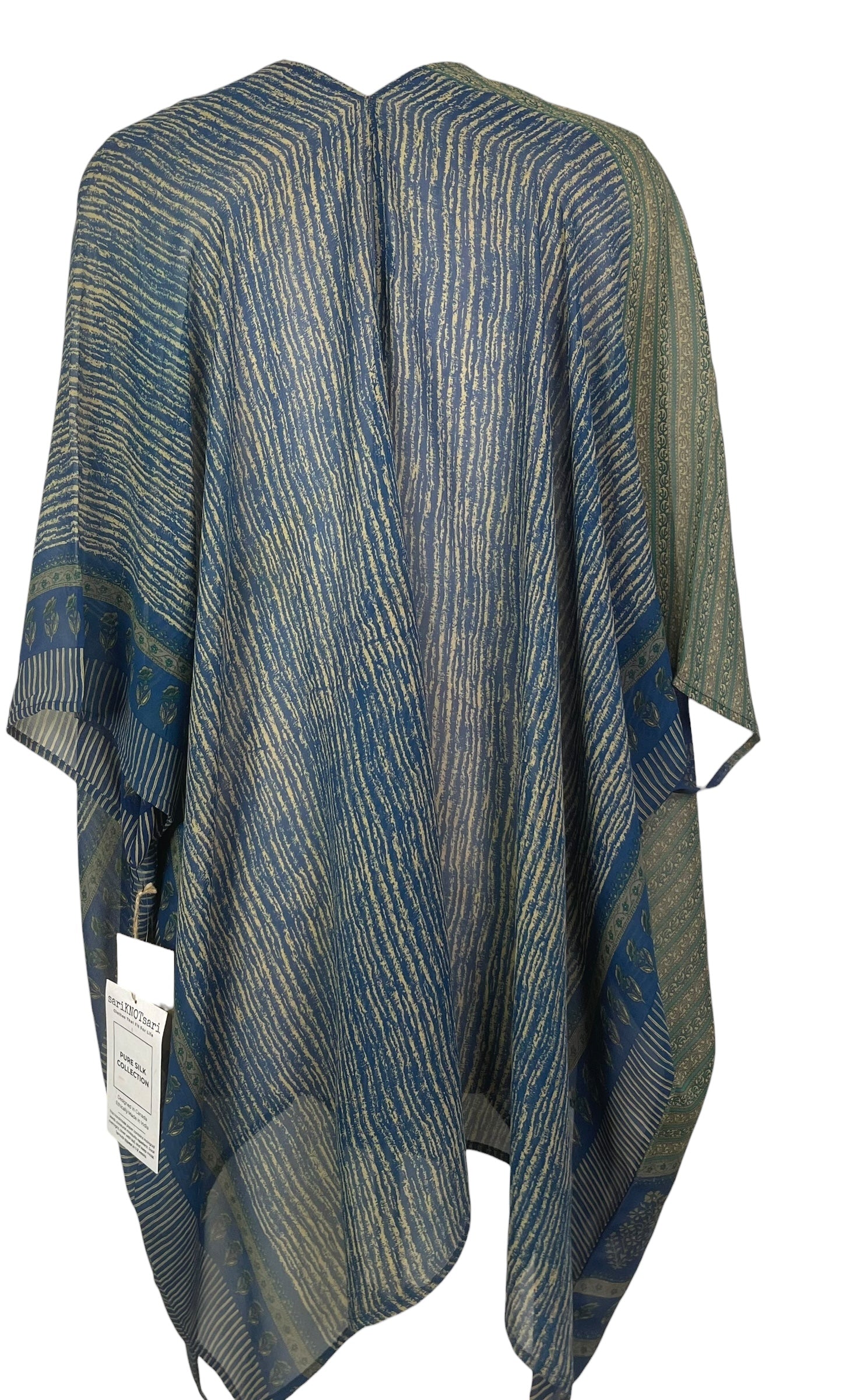 PREVIEW PRG8606 Sheer Wabi Sabi Pure Silk Cardigan by FEBRUARY2026 – Handmade ethical Cardigan from sariKNOTsari using upcycled silk. Designed in Canada for travel and slow fashion, loved from Toronto to LA to Sydney.