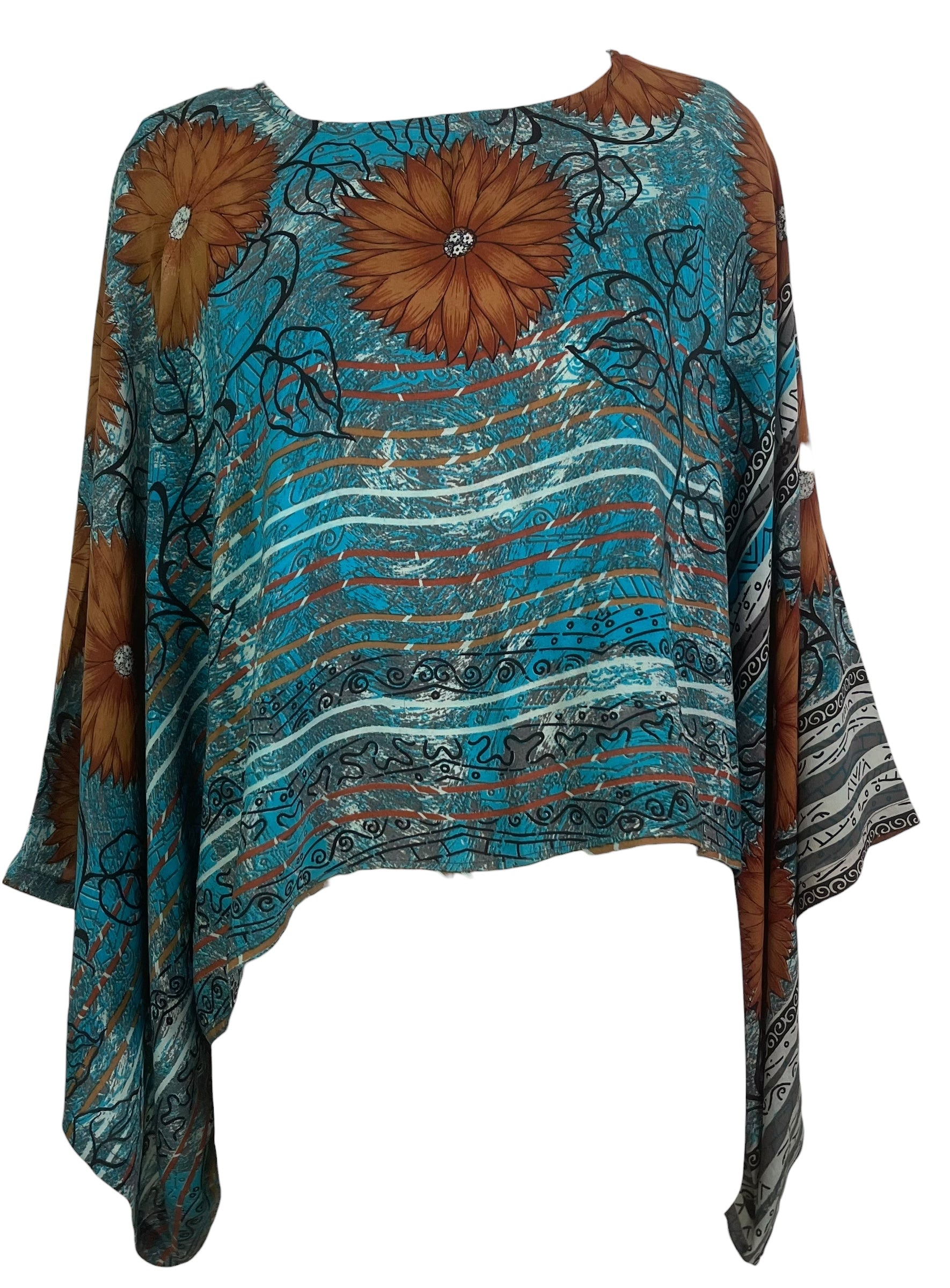 PREVIEW PRC8737 Avatar Pure Silk Kimono-Sleeved Top by MARCH2026 – Handmade ethical Kimono Top from sariKNOTsari using upcycled silk. Designed in Canada for travel and slow fashion, loved from Toronto to LA to Sydney. Featuring Zsiska, Bryn Walker and Artisan Leather coats by Rejean Pepin, Pepin designs