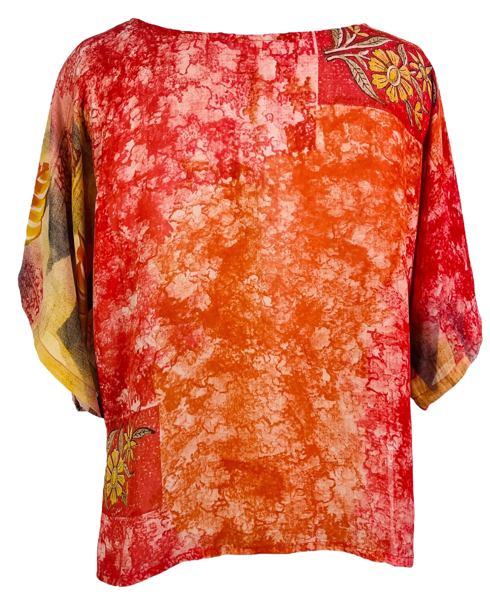 PRG7258 Sheer Avatar Pure Silk Side Slit Top